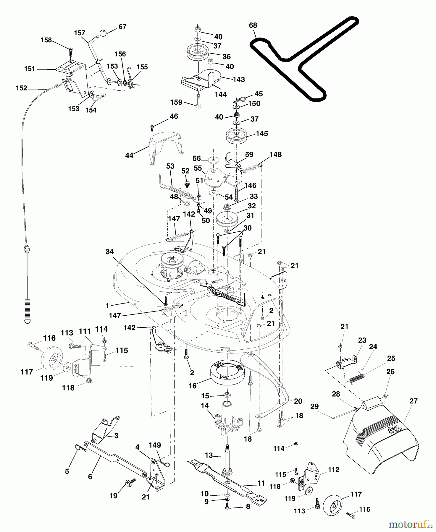 Husqvarna Rasen und Garten Traktoren LTH 1342 (954568519) (LTHK 1342 B) - Husqvarna Lawn Tractor (2002-02 & After) Mower Deck