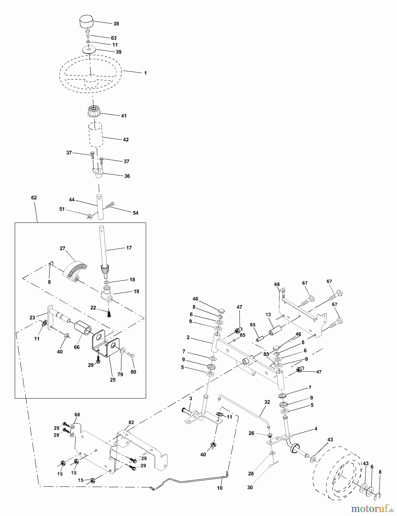 Husqvarna Rasen und Garten Traktoren LTH 1342A (954567031) - Husqvarna Lawn Tractor (2000-12 & After) Steering Assembly