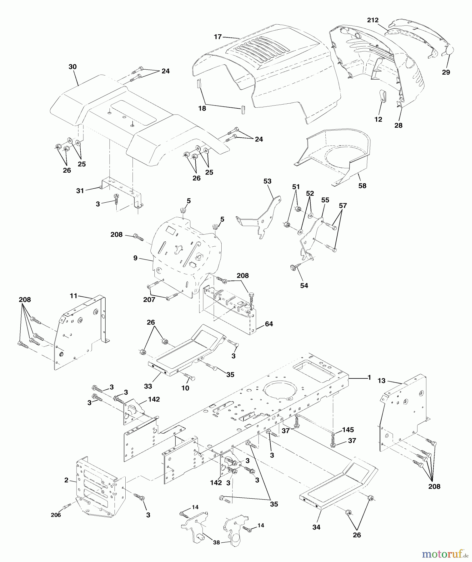 Husqvarna Rasen und Garten Traktoren LTH 1342C (954567031) - Husqvarna Lawn Tractor (2001-11 & After) Chassis And Enclosures