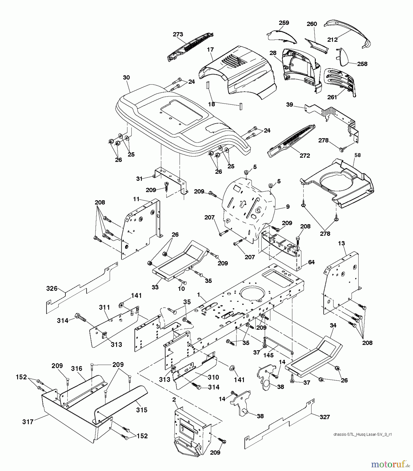 Husqvarna Rasen und Garten Traktoren LTH 141 (96011030102) - Husqvarna Lawn Tractor (2013-08) CHASSIS ENCLOSURES