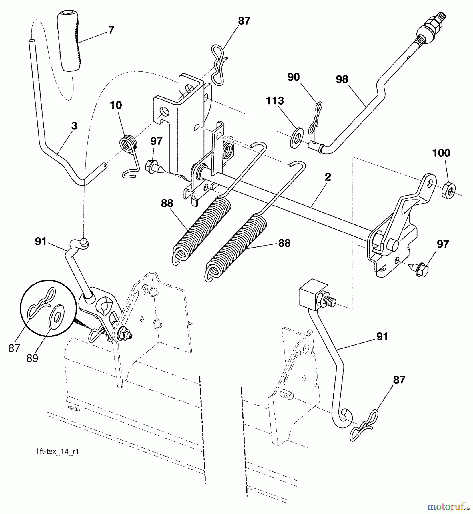 Husqvarna Rasen und Garten Traktoren LTH 1438 (96043006900) - Husqvarna Lawn Tractor (2008-12 & After) (California) Mower Lift