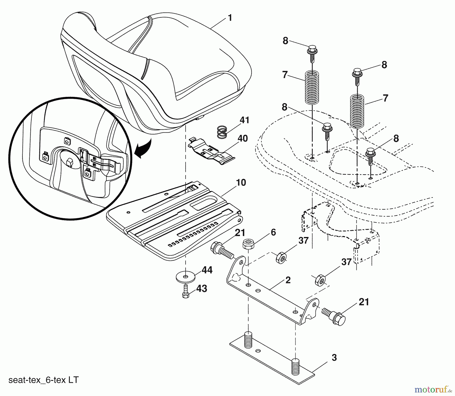 Husqvarna Rasen und Garten Traktoren LTH 1438 (96043006900) - Husqvarna Lawn Tractor (2008-12 & After) (California) Seat Assembly
