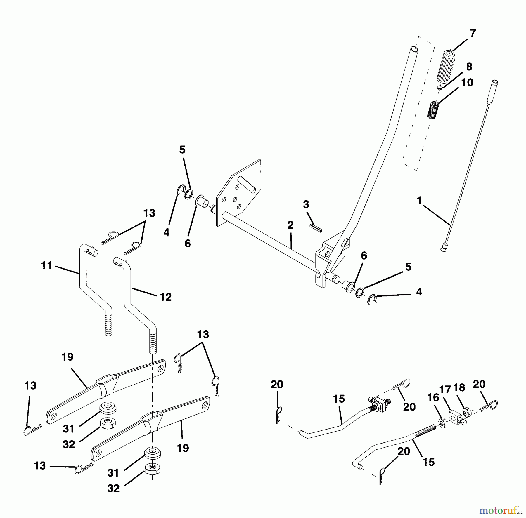 Husqvarna Rasen und Garten Traktoren LTH 145 (954140006A) - Husqvarna Lawn Tractor (1997-12 & After) Mower Lift