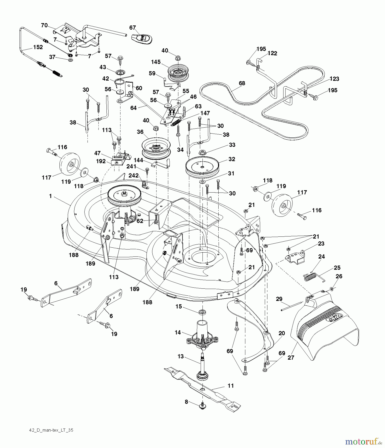 Husqvarna Rasen und Garten Traktoren LTH 152 (96041003007) - Husqvarna Lawn Tractor (2010-11 & After) MOWER DECK / CUTTING DECK