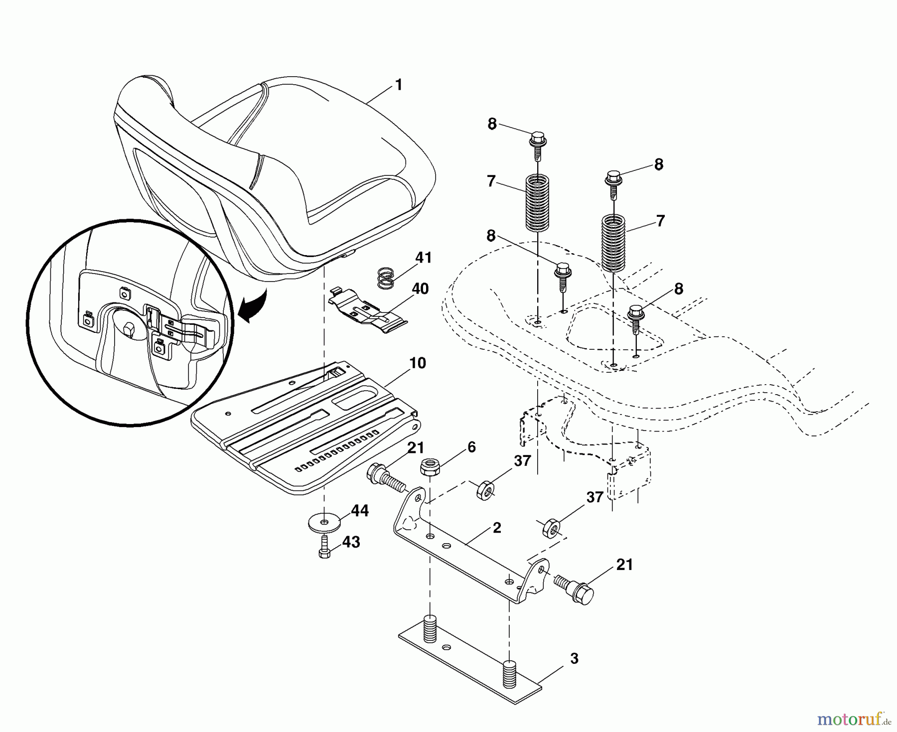 Husqvarna Rasen und Garten Traktoren LTH 1538 (96043003800) - Husqvarna Lawn Tractor (2006-12 & After) Seat Assembly
