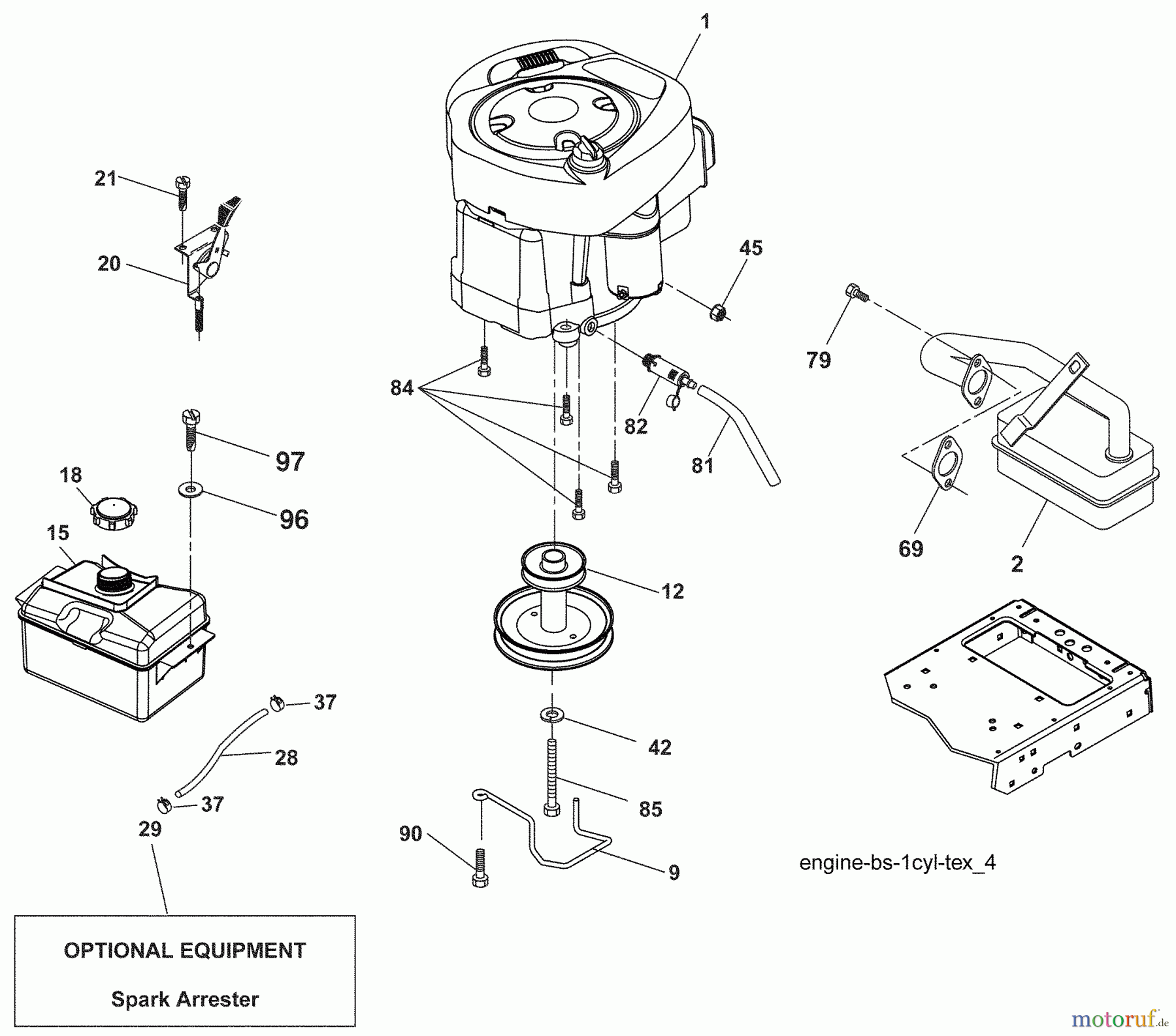 Husqvarna Rasen und Garten Traktoren LTH 1538 (96043003802) - Husqvarna Lawn Tractor (2008-04 & After) Engine