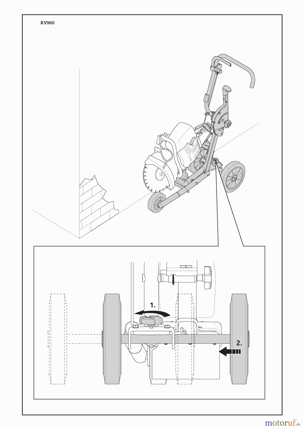 Husqvarna Zubehör, Sägen KV 960 - Husqvarna Trolley Cart (2008-02 & After) Assembly And Adjustments