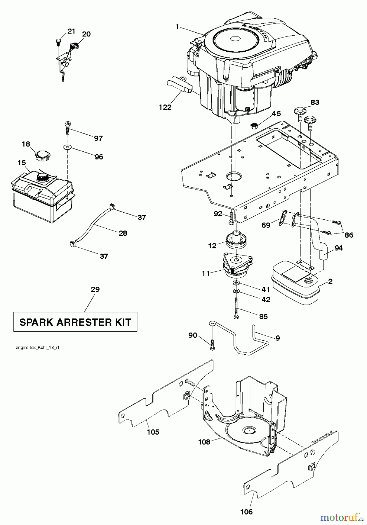 Husqvarna Rasen und Garten Traktoren LTH 154 (96041024301) - Husqvarna Lawn Tractor (2012-07 & After) ENGINE