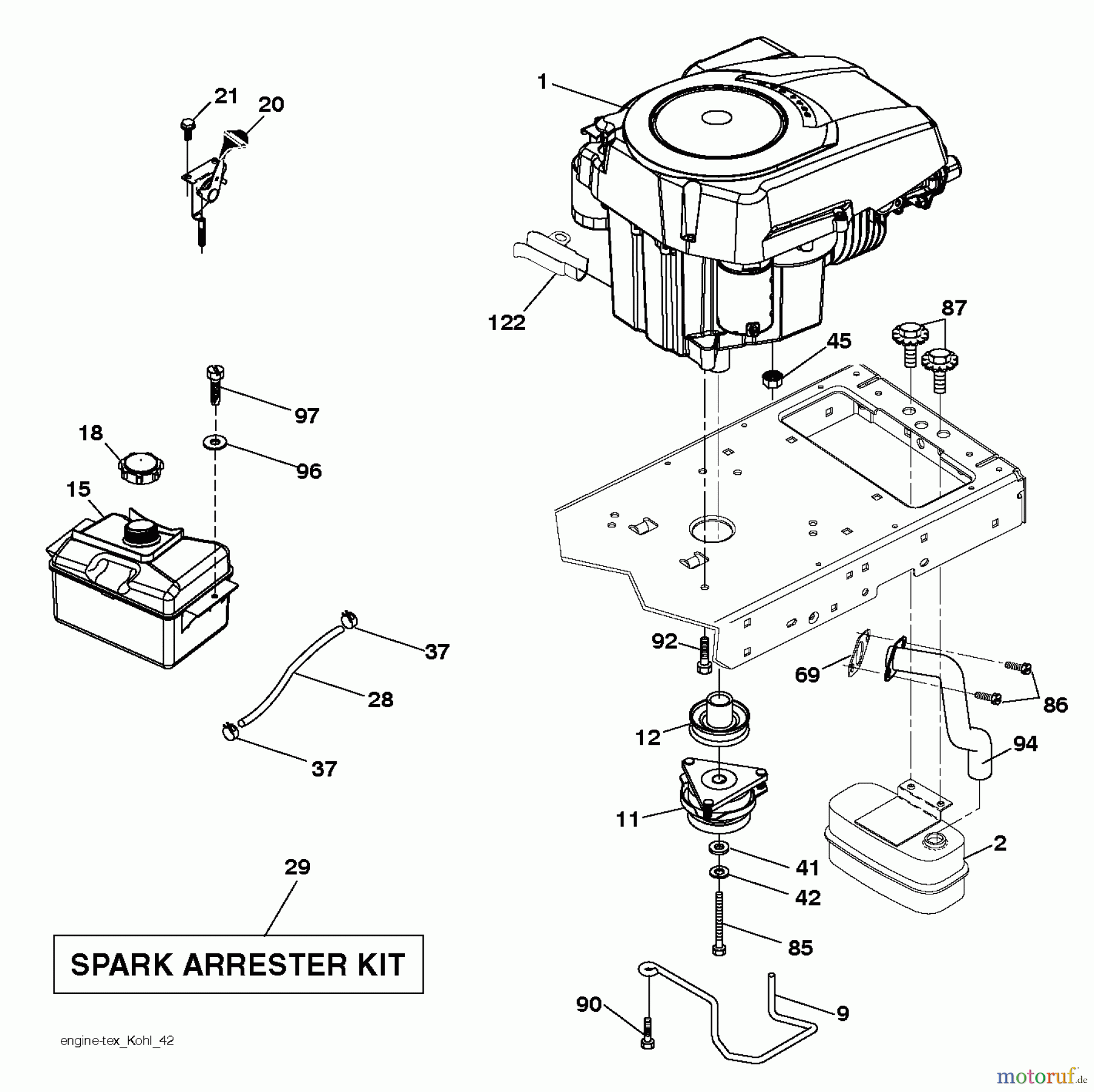 Husqvarna Rasen und Garten Traktoren LTH 174 (96041024401) - Husqvarna Lawn Tractor (2012-08 & After) ENGINE