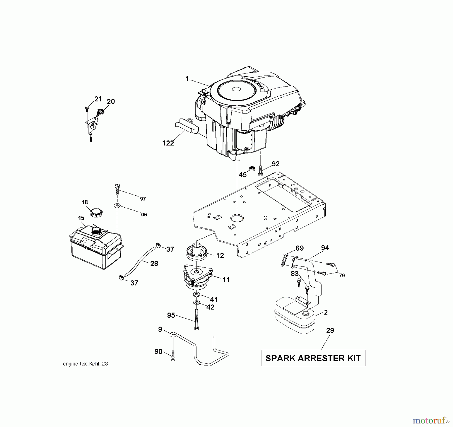 Husqvarna Rasen und Garten Traktoren LTH 1842 (96041005208) - Husqvarna Lawn Tractor (2012-11 & After) ENGINE
