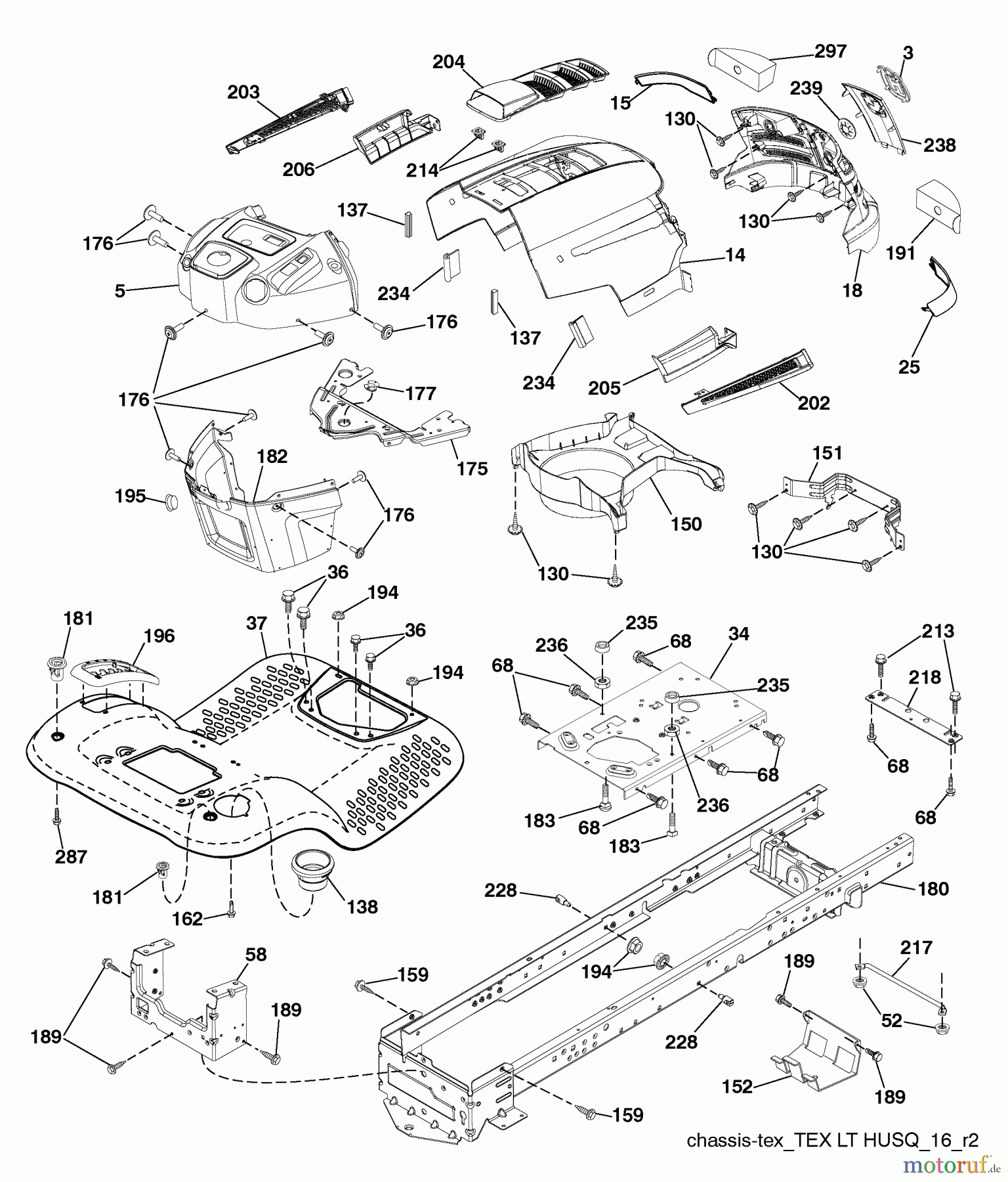 Husqvarna Rasen und Garten Traktoren LTH 18538 (96043010500) - Husqvarna Lawn Tractor (2010-04 & After) Chassis