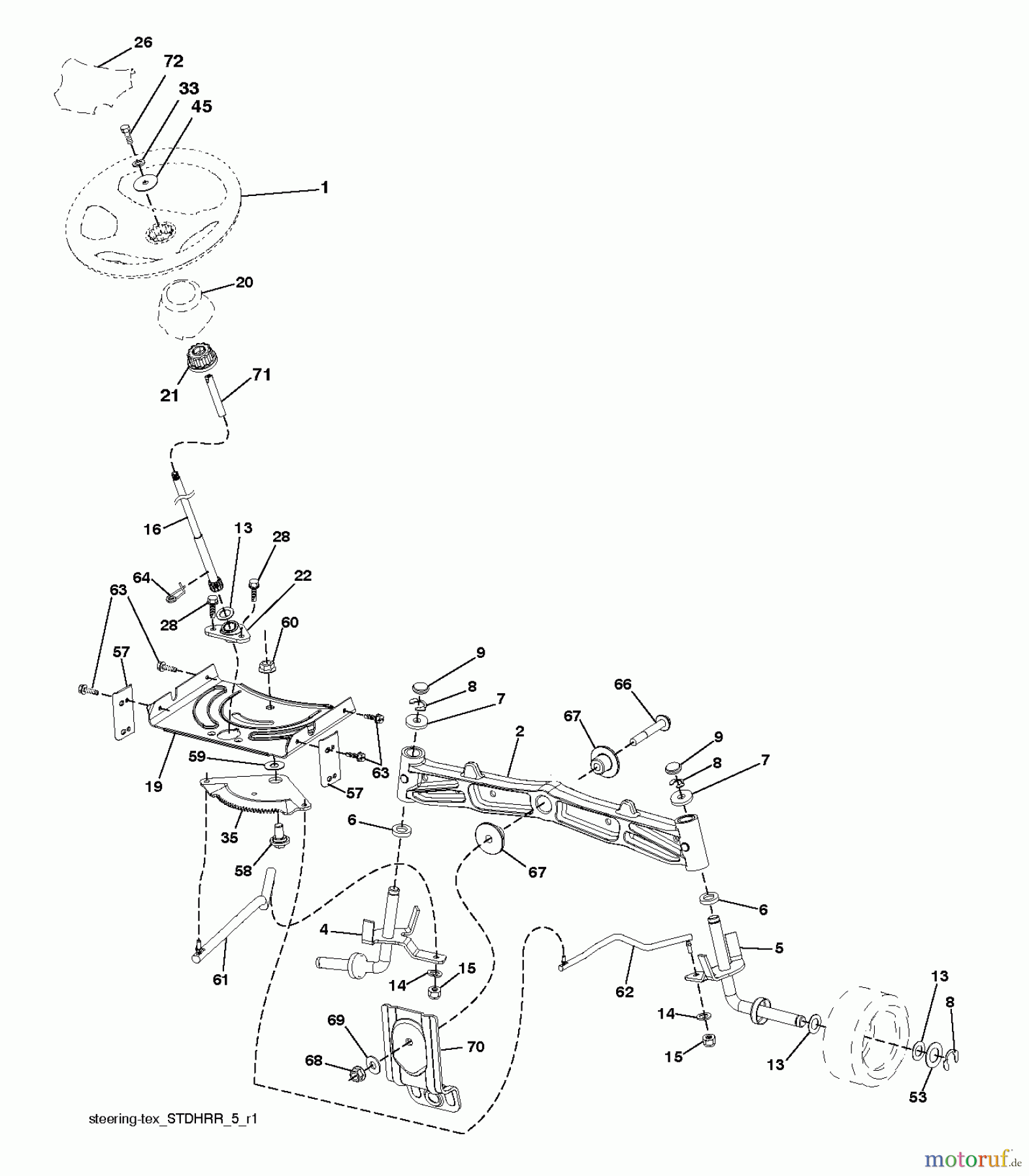 Husqvarna Rasen und Garten Traktoren LTH 18538 (96043013102) - Husqvarna Lawn Tractor (2011-06 & After) STEERING