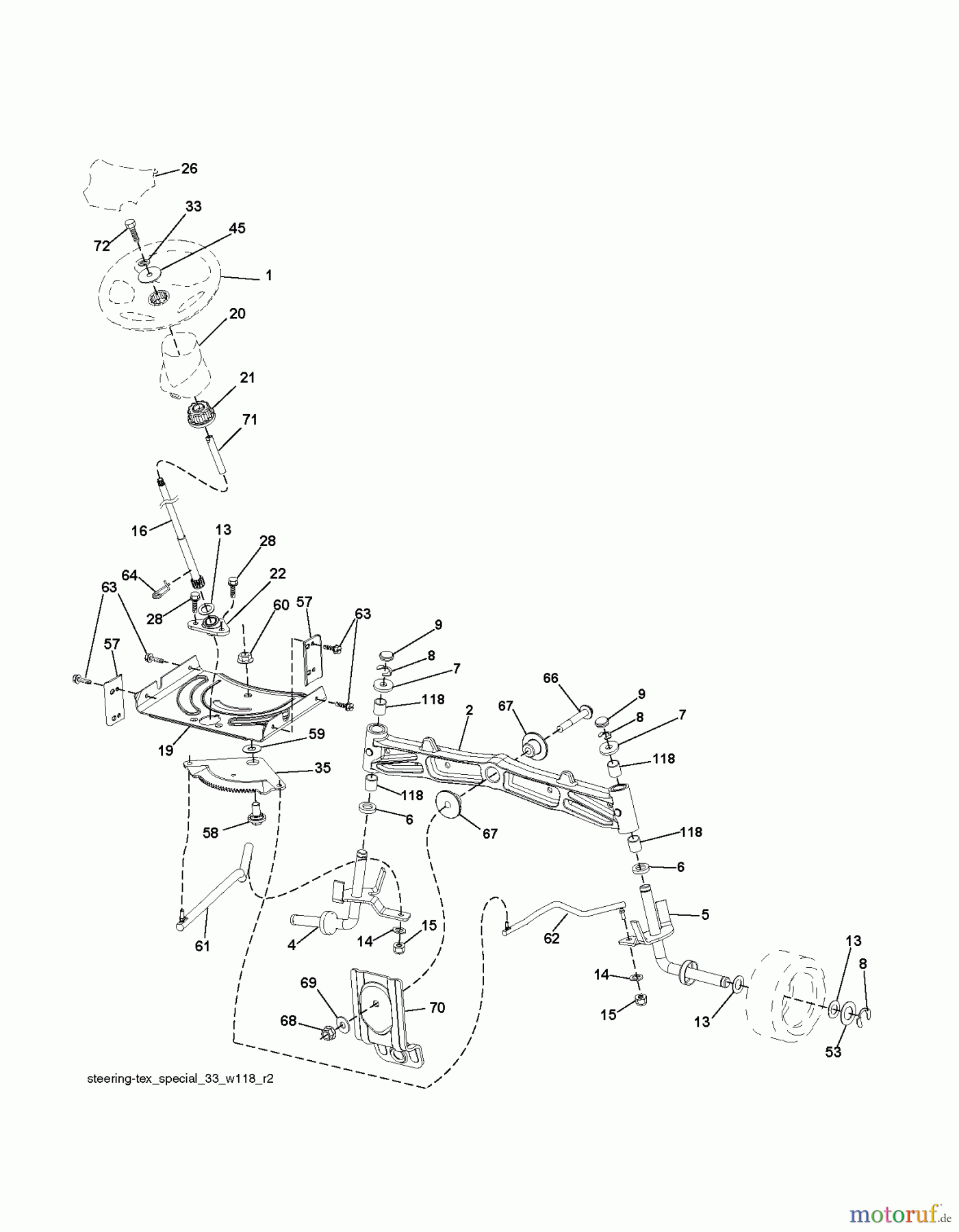 Husqvarna Rasen und Garten Traktoren LTH 2038 (96041017102) - Husqvarna Lawn Tractor (2011-07 & After) STEERING