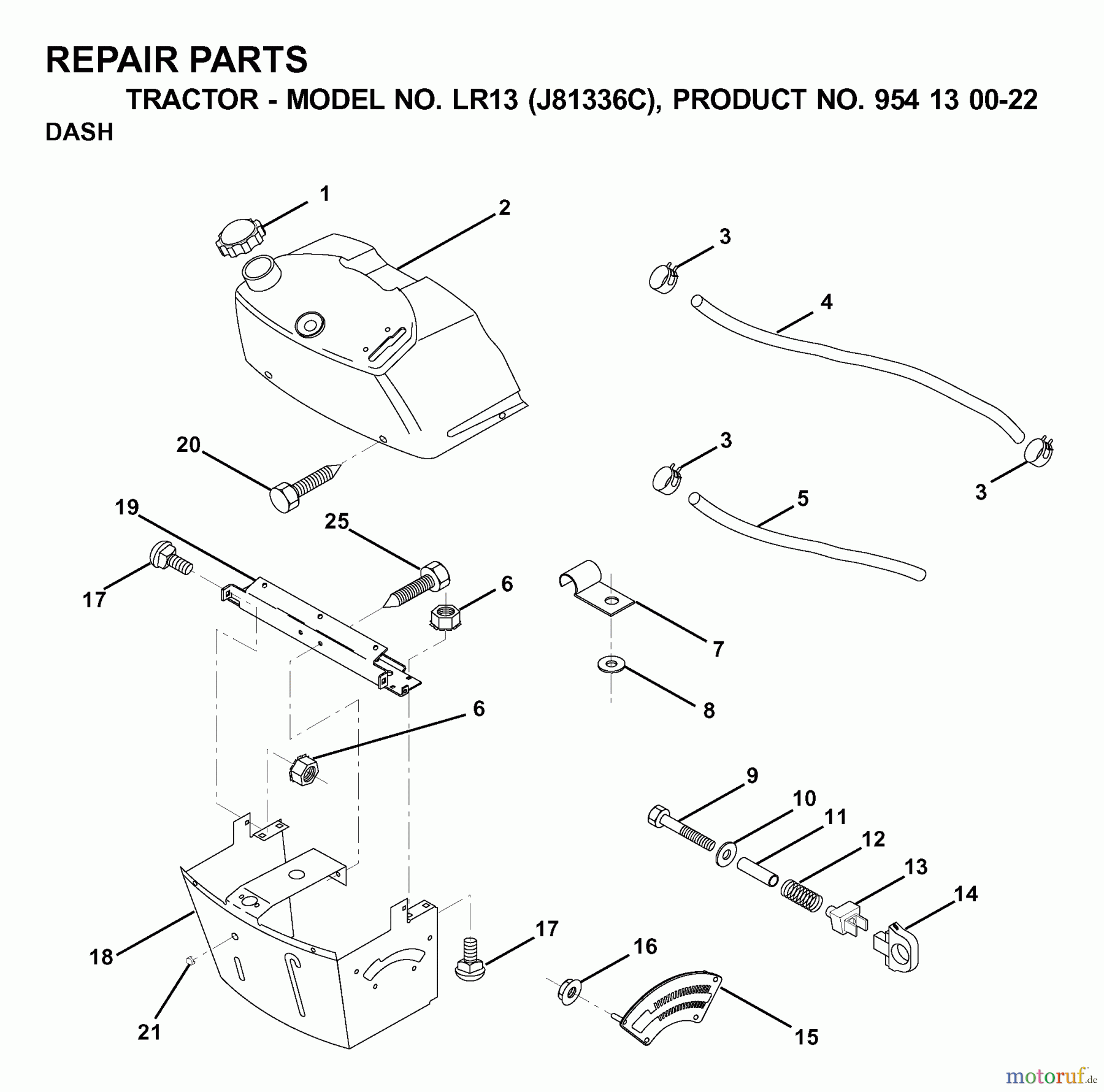 Jonsered Rasen und Garten Traktoren LR13 (J81336C, 954130022) - Jonsered Lawn & Garden Tractor (2000-03) DASH