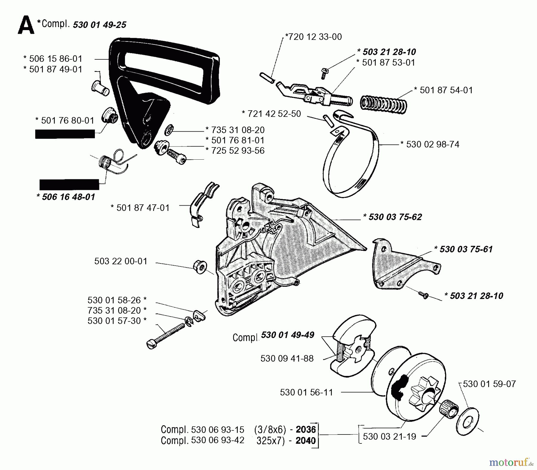  Jonsered Motorsägen 2036 - Jonsered Chainsaw (1993-11) CHAIN BRAKE CLUTCH COVER