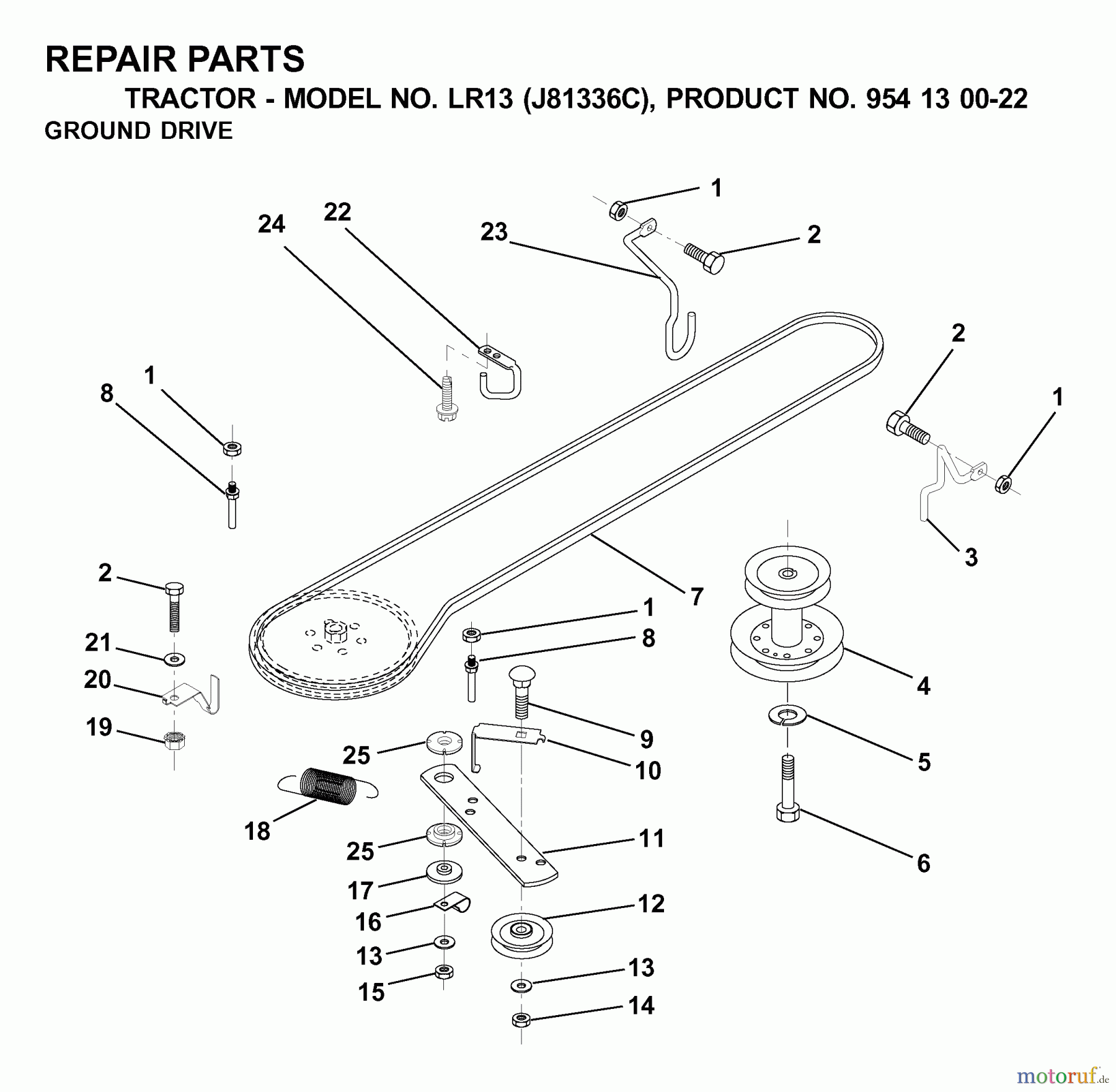 Jonsered Rasen und Garten Traktoren LR13 (J81336C, 954130022) - Jonsered Lawn & Garden Tractor (2000-03) DRIVE