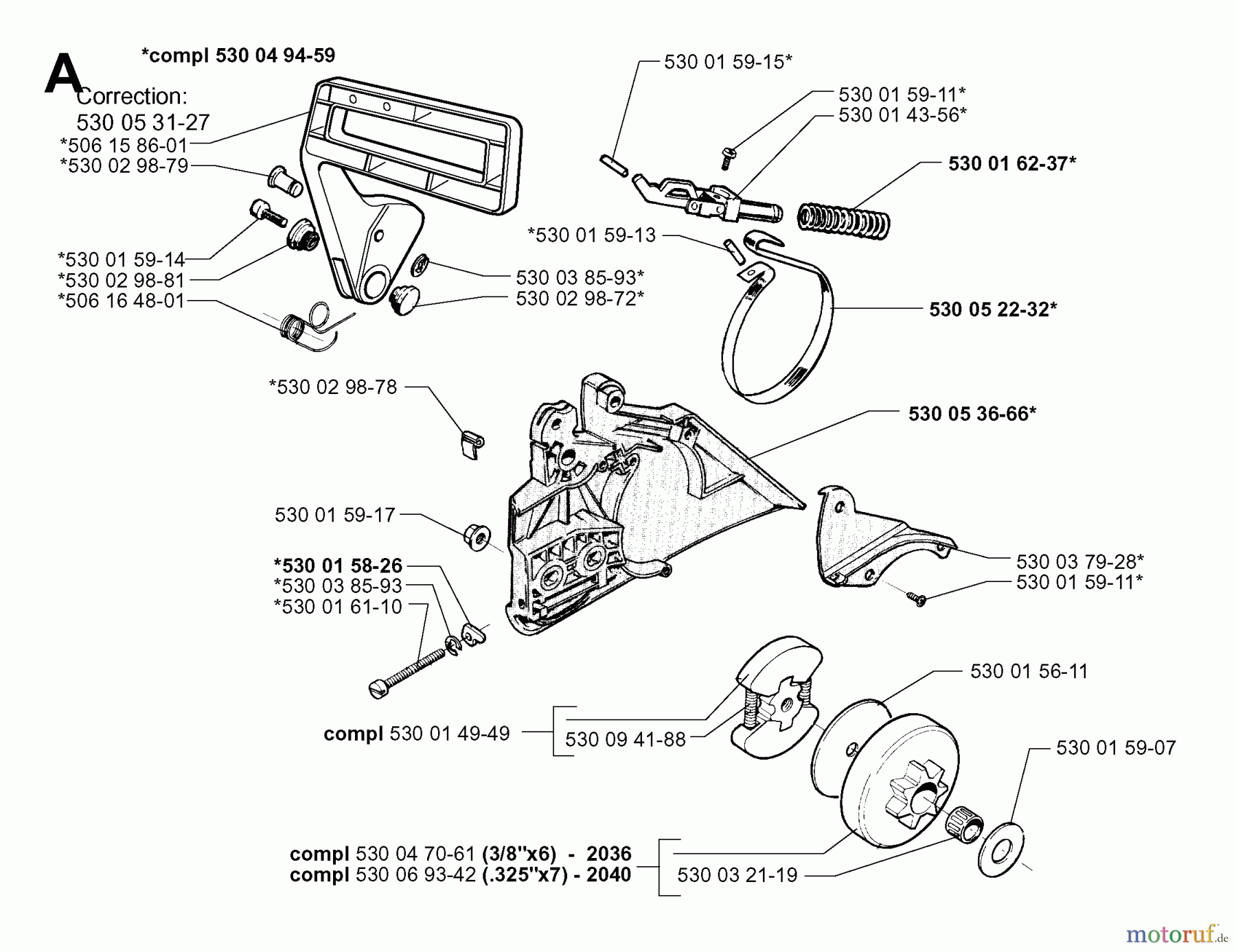 Jonsered Motorsägen 2040 - Jonsered Chainsaw (1998-10) CHAIN BRAKE CLUTCH COVER