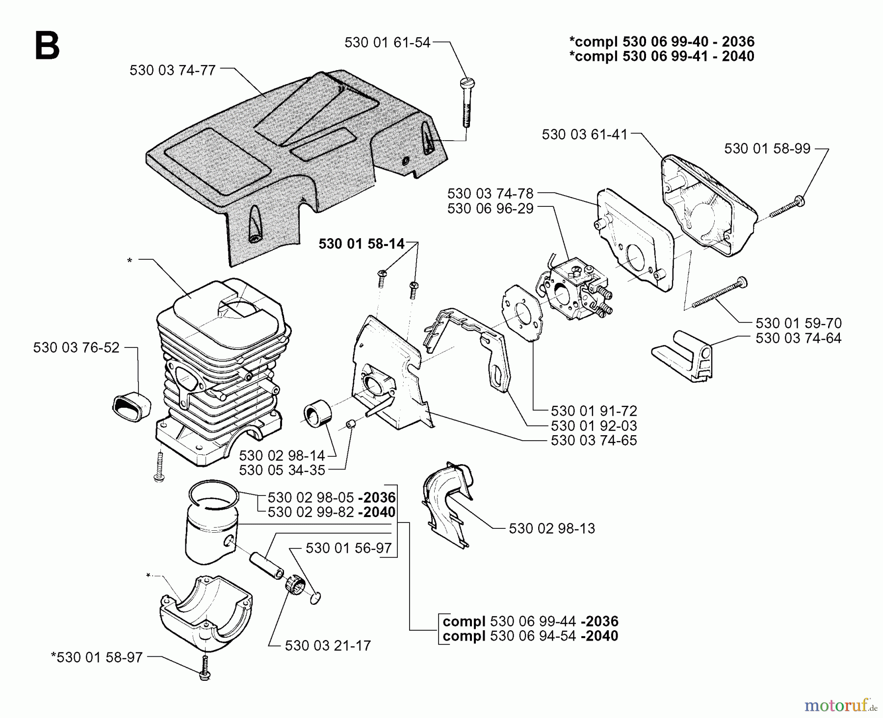 Jonsered Motorsägen 2036 - Jonsered Chainsaw (2002-01) CYLINDER PISTON