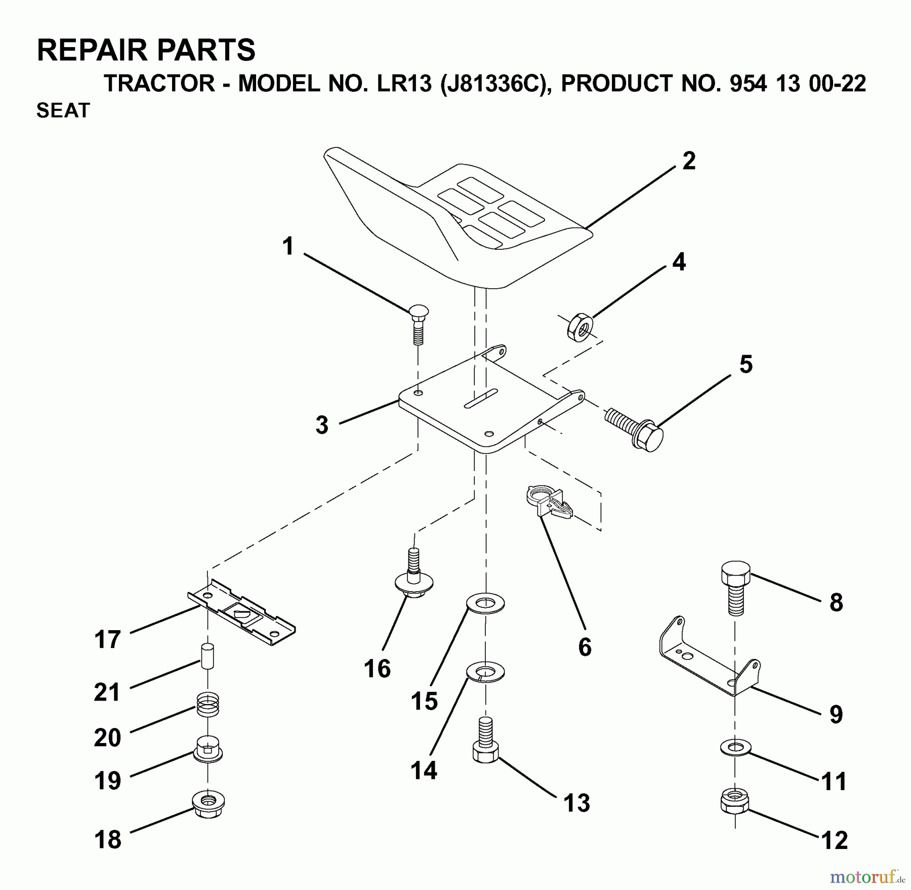 Jonsered Rasen und Garten Traktoren LR13 (J81336C, 954130022) - Jonsered Lawn & Garden Tractor (2000-03) SEAT