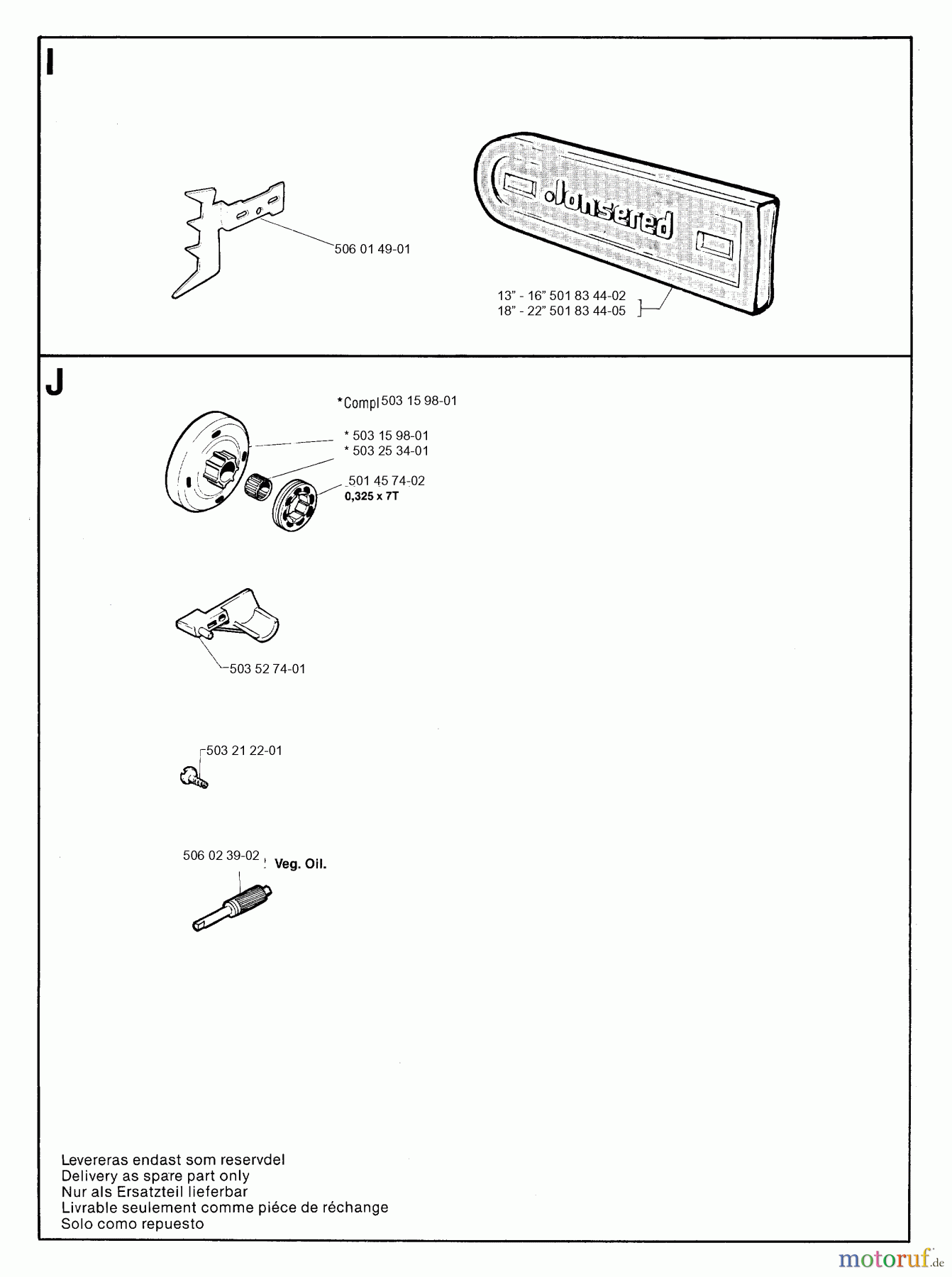 Jonsered Motorsägen 2045 - Jonsered Chainsaw (1993-05) ACCESSORIES