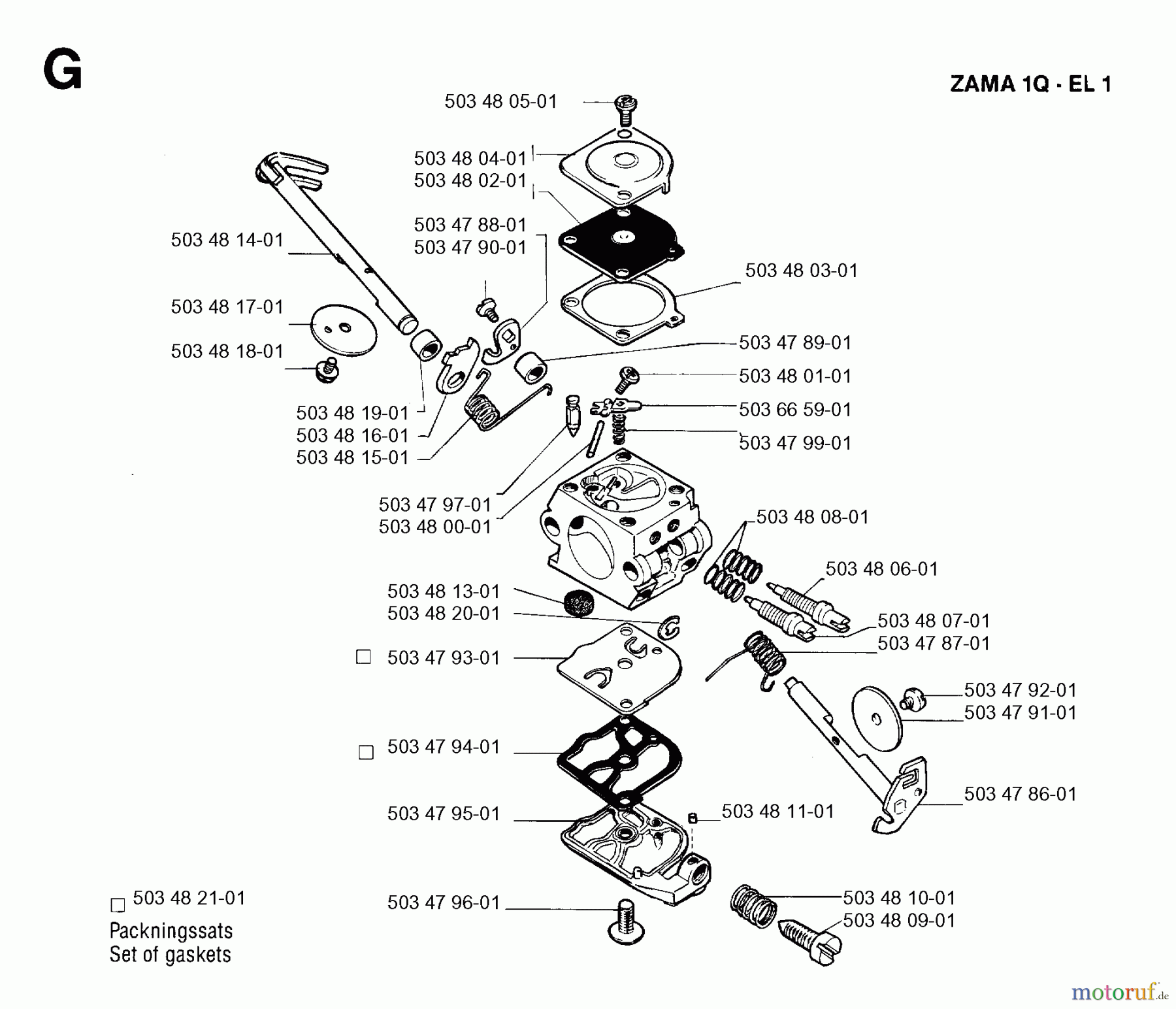 Jonsered Motorsägen 2050 - Jonsered Chainsaw (1993-05) CARBURETOR DETAILS