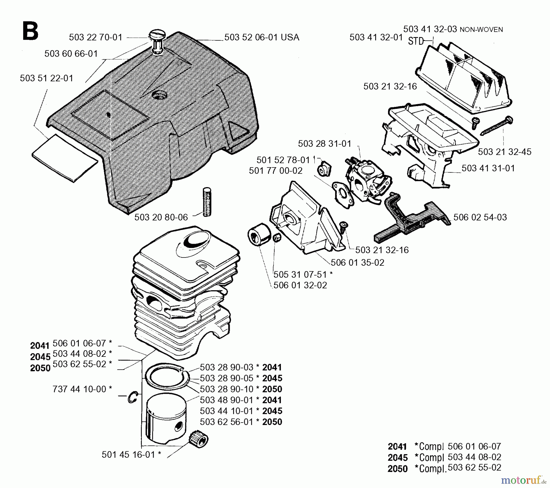  Jonsered Motorsägen 2041 - Jonsered Chainsaw (1993-05) CYLINDER PISTON