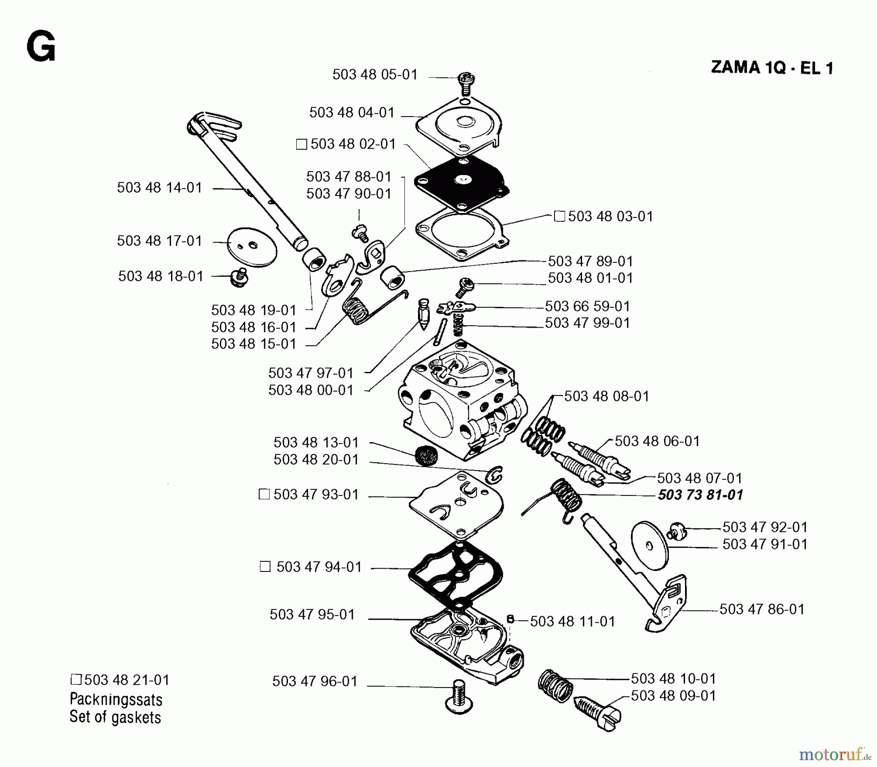 Jonsered Motorsägen 2050 - Jonsered Chainsaw (1994-09) CARBURETOR DETAILS