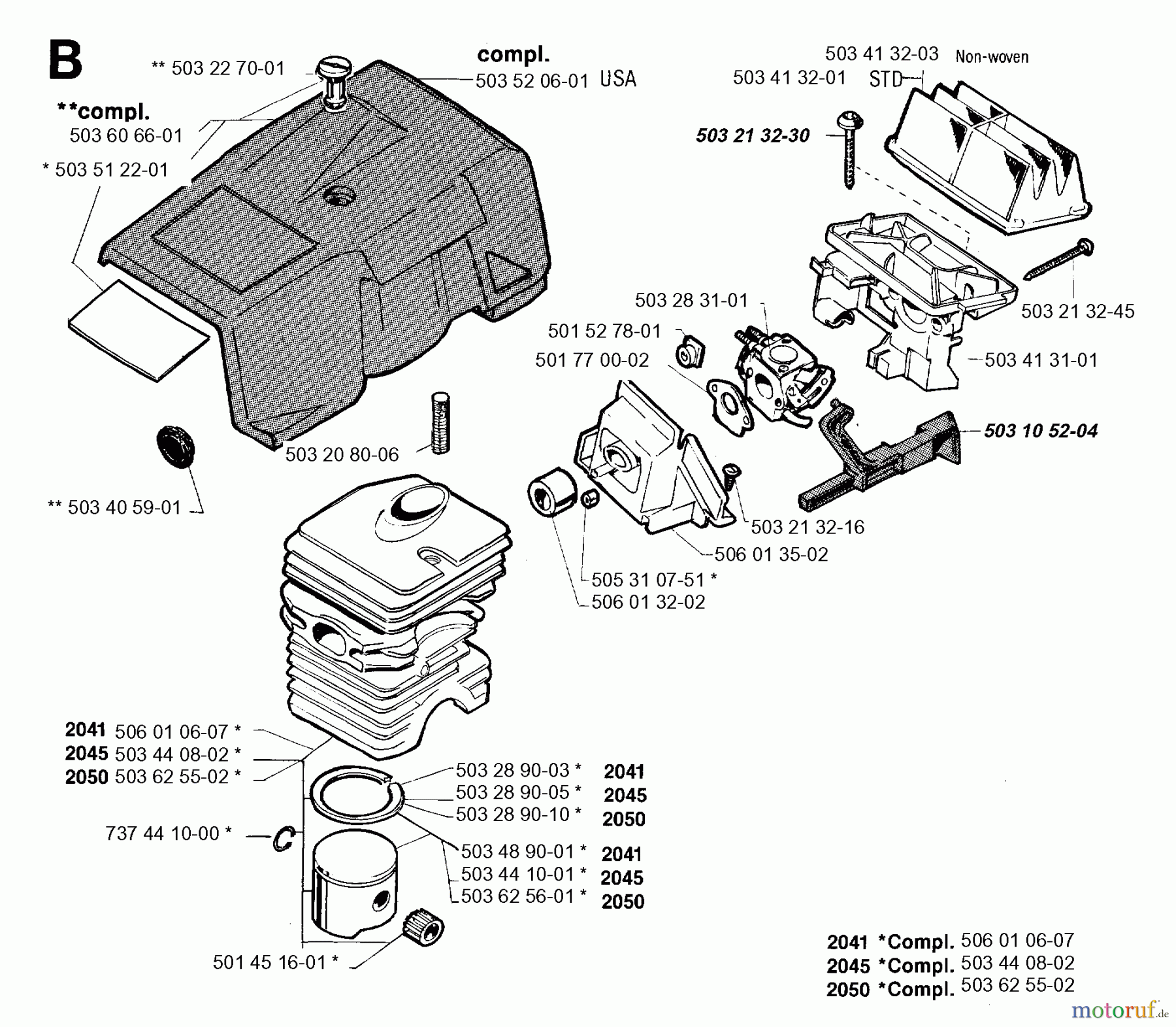 Jonsered Motorsägen 2045 - Jonsered Chainsaw (1994-09) CYLINDER PISTON