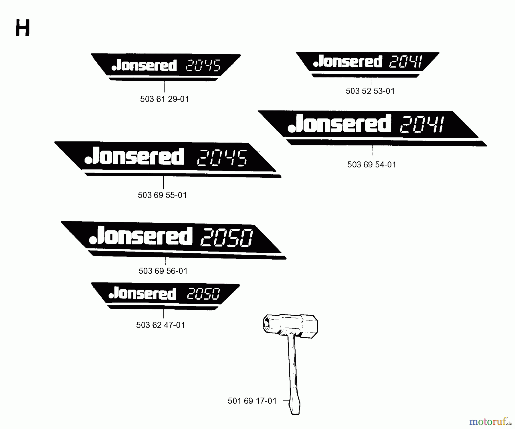 Jonsered Motorsägen 2045 - Jonsered Chainsaw (1994-09) DECALS