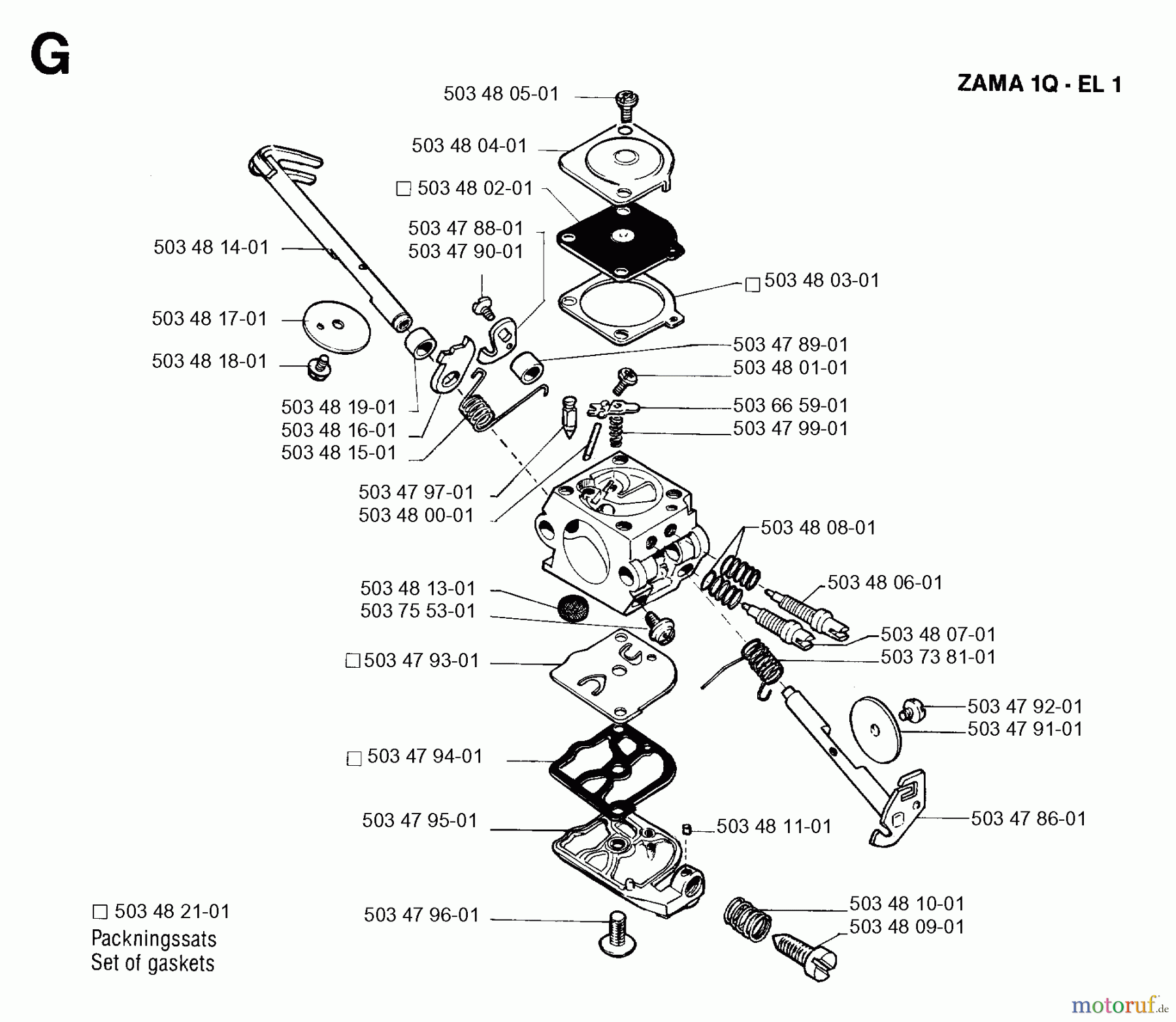 Jonsered Motorsägen 2041 - Jonsered Chainsaw (1996-05) CARBURETOR DETAILS