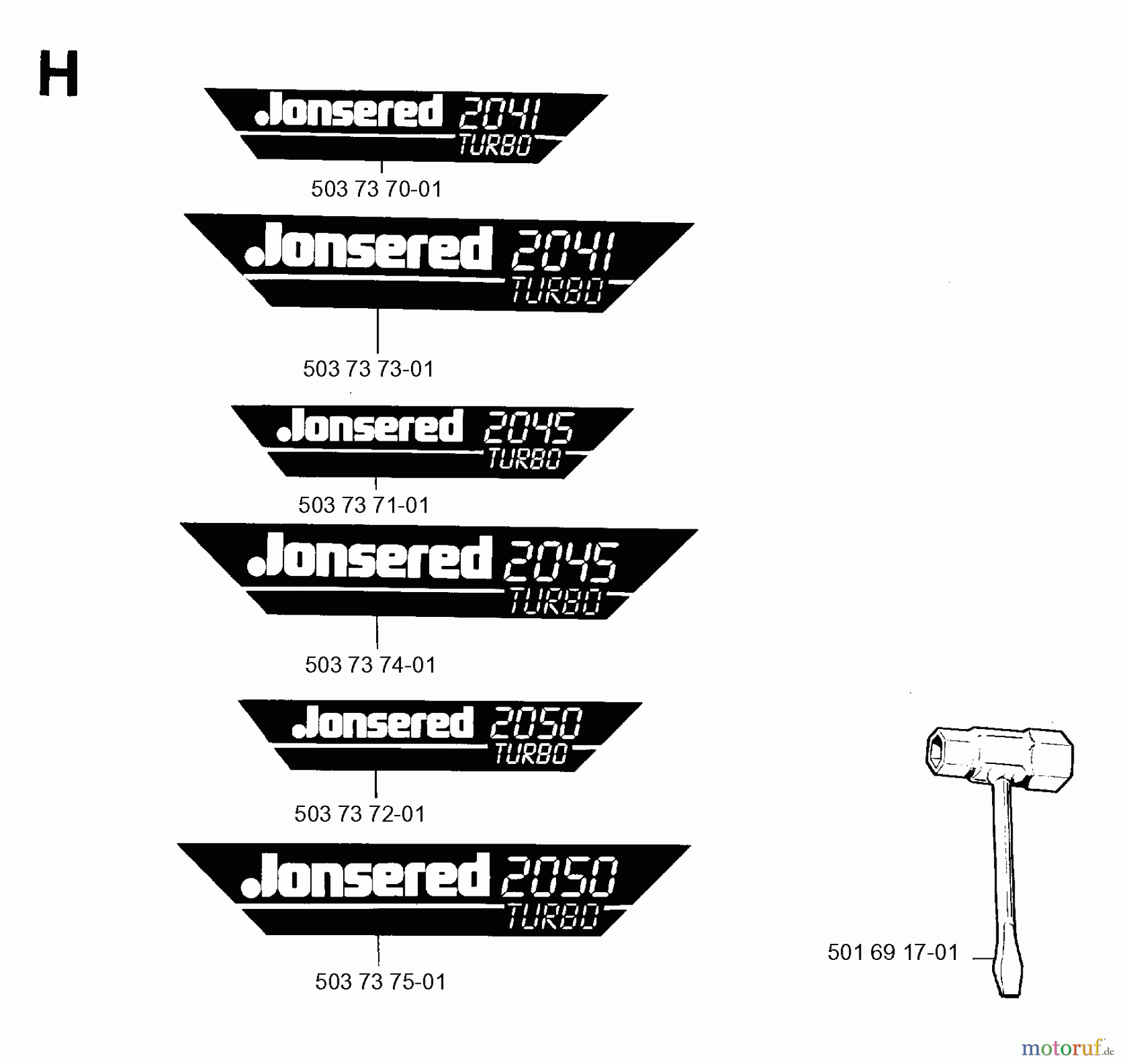 Jonsered Motorsägen 2050 - Jonsered Chainsaw (1996-05) DECALS