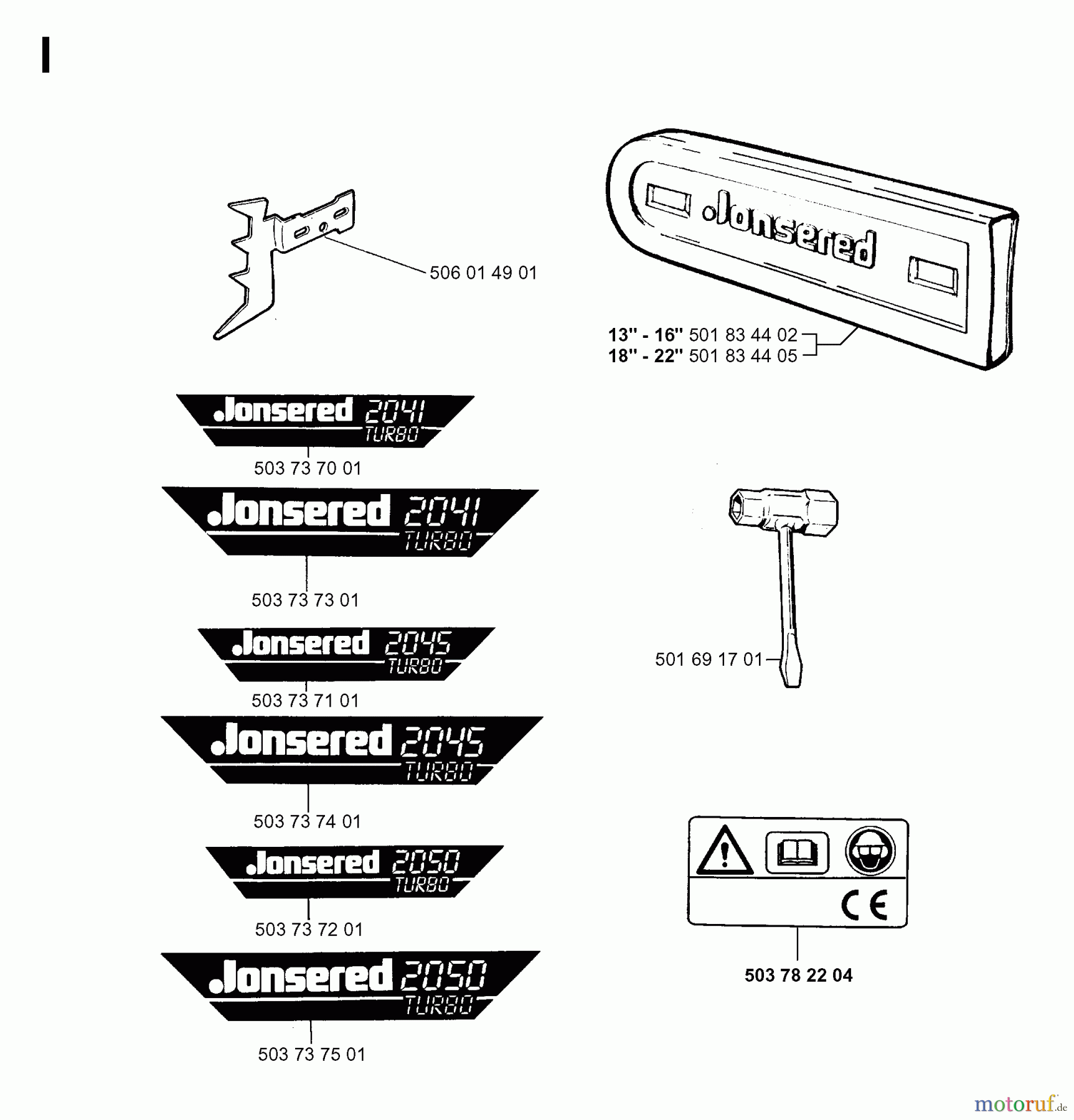Jonsered Motorsägen 2045 - Jonsered Chainsaw (1998-03) DECALS