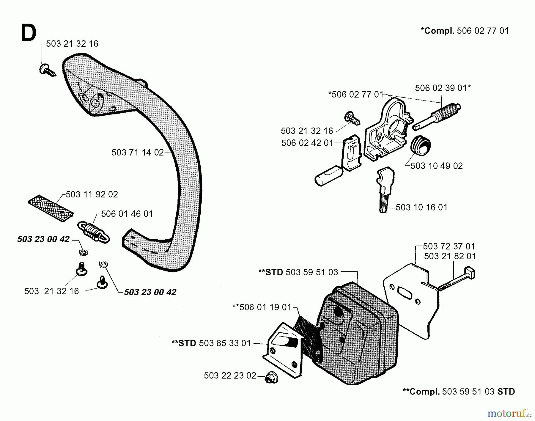 Jonsered Motorsägen 2041 - Jonsered Chainsaw (1998-03) FRONT HANDLE MUFFLER OIL PUMP