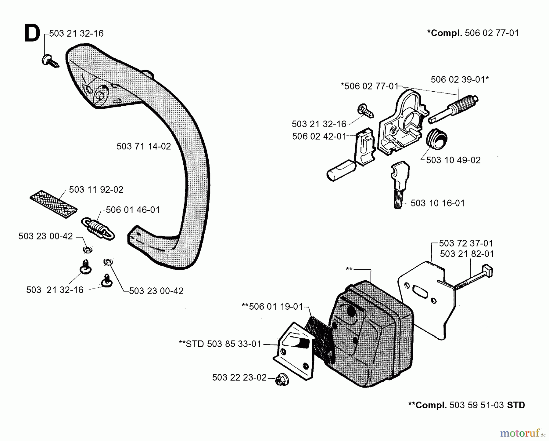  Jonsered Motorsägen 2045 - Jonsered Chainsaw (2001-09) FRONT HANDLE MUFFLER OIL PUMP