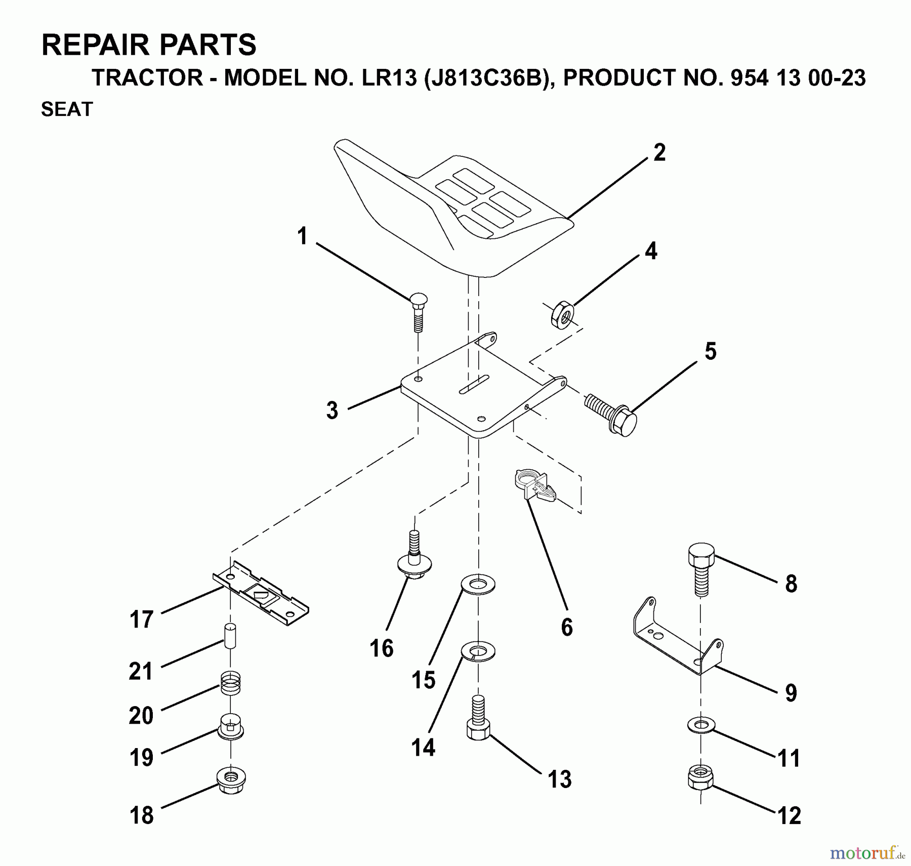 Jonsered Rasen und Garten Traktoren LR13 (J813C36B, 954130023) - Jonsered Lawn & Garden Tractor (1998-12) SEAT