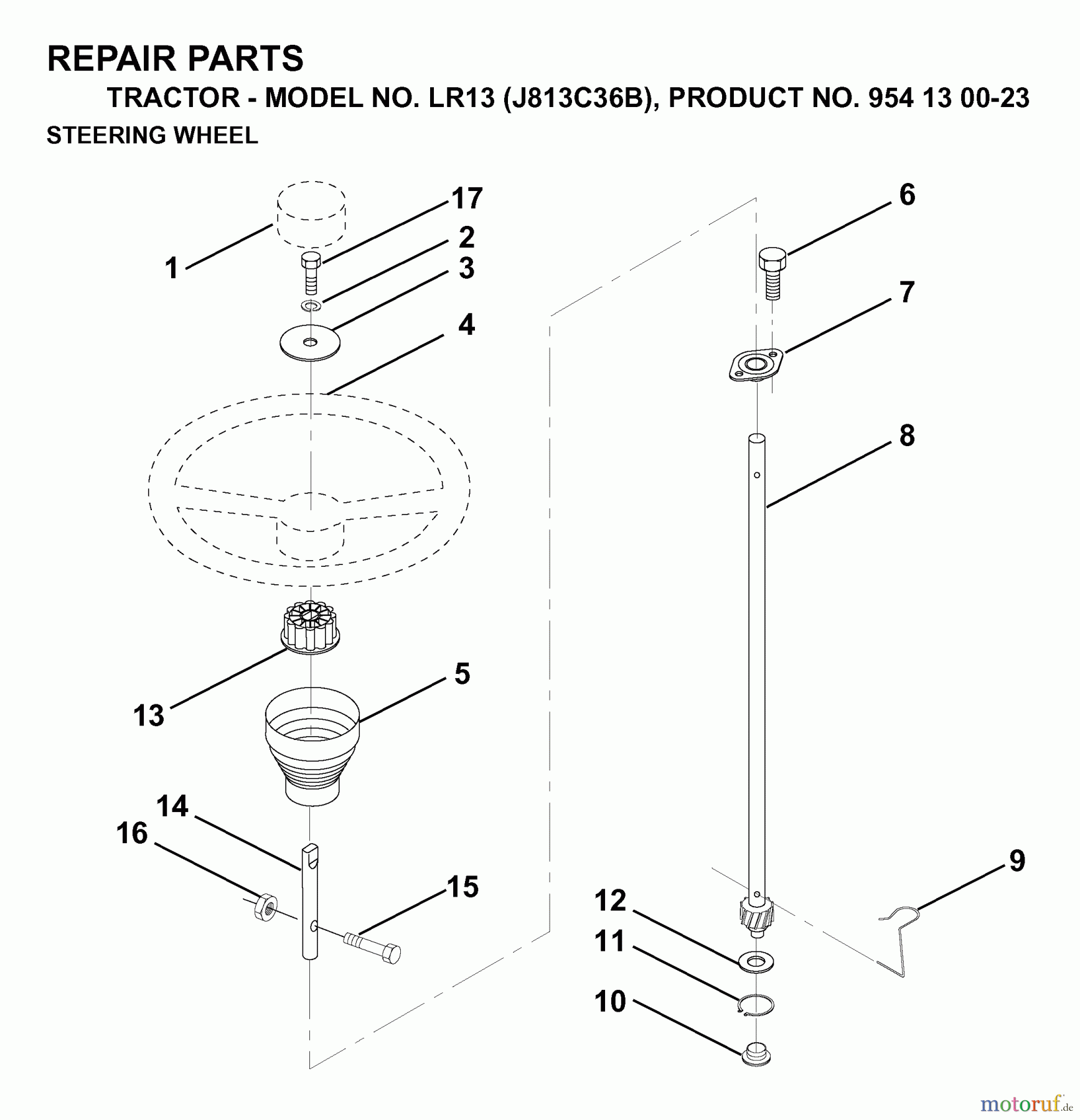  Jonsered Rasen  und Garten Traktoren LR13 (J813C36B, 954130023) - Jonsered Lawn & Garden Tractor (1998-12) STEERING