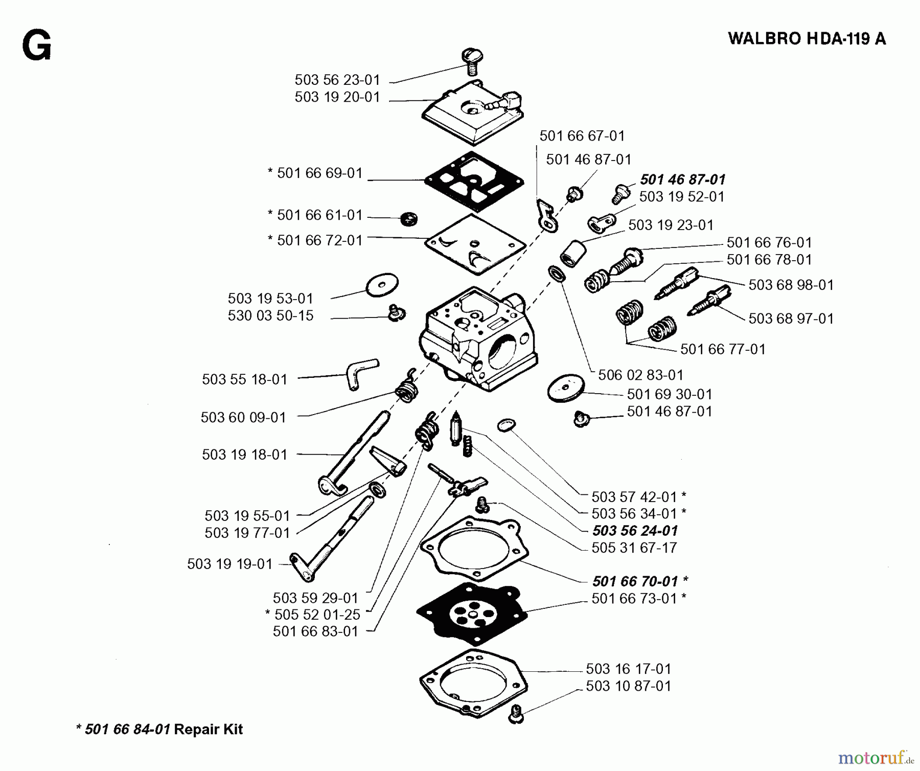  Jonsered Motorsägen 2054 - Jonsered Chainsaw (1994-10) CARBURETOR DETAILS