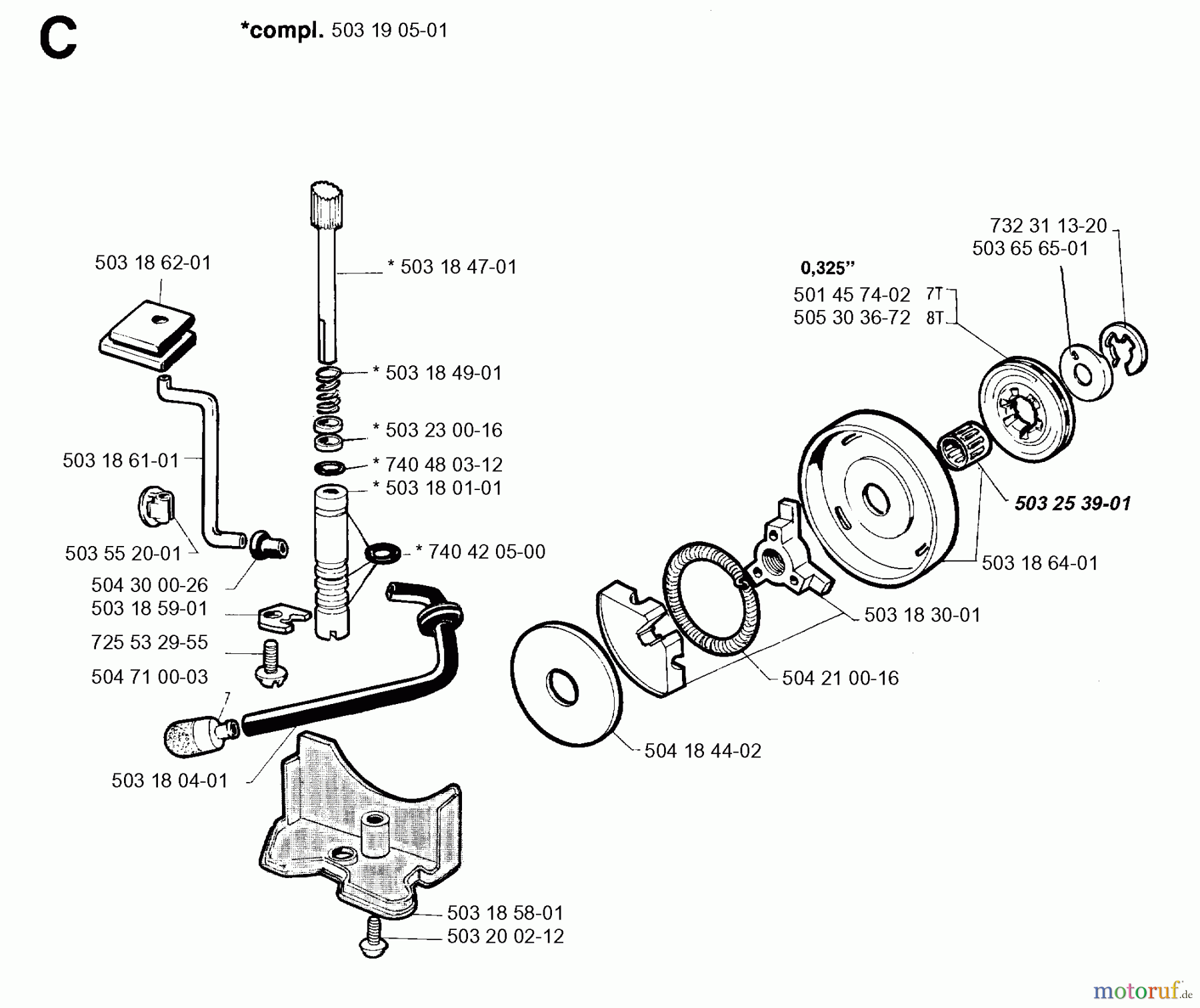 Jonsered Motorsägen 2055 - Jonsered Chainsaw (1994-10) CLUTCH OIL PUMP