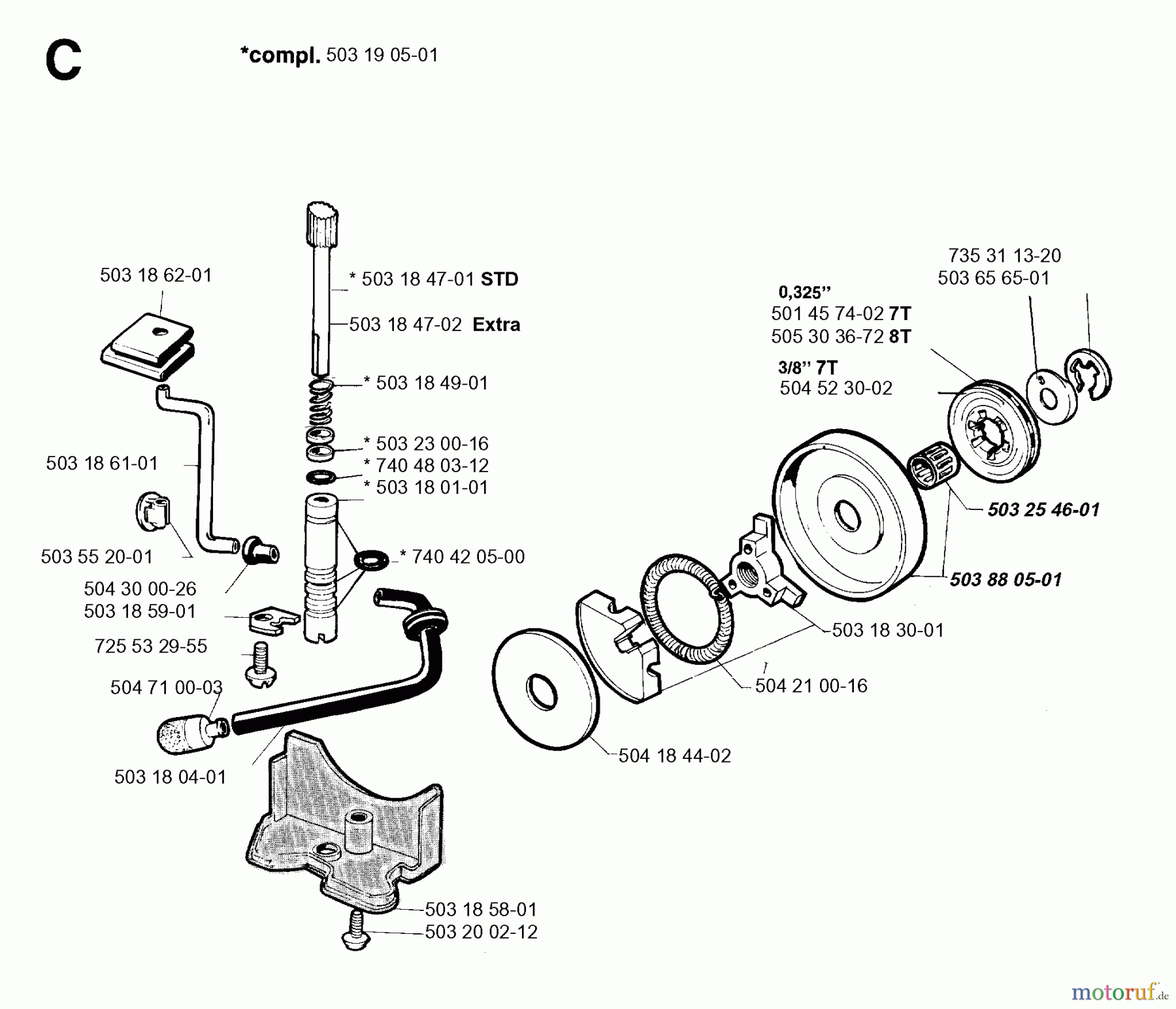 Jonsered Motorsägen 2055 - Jonsered Chainsaw (1996-09) CLUTCH OIL PUMP