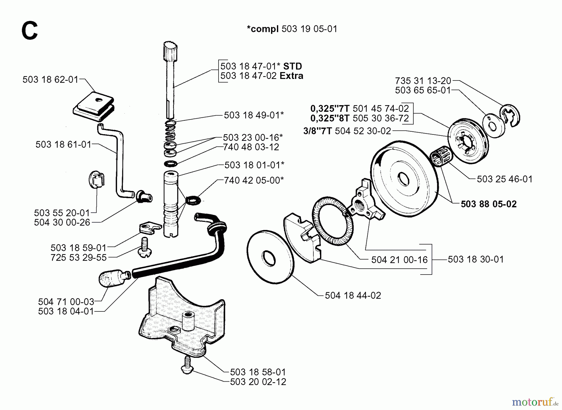 Jonsered Motorsägen 2054 - Jonsered Chainsaw (1998-10) CLUTCH OIL PUMP