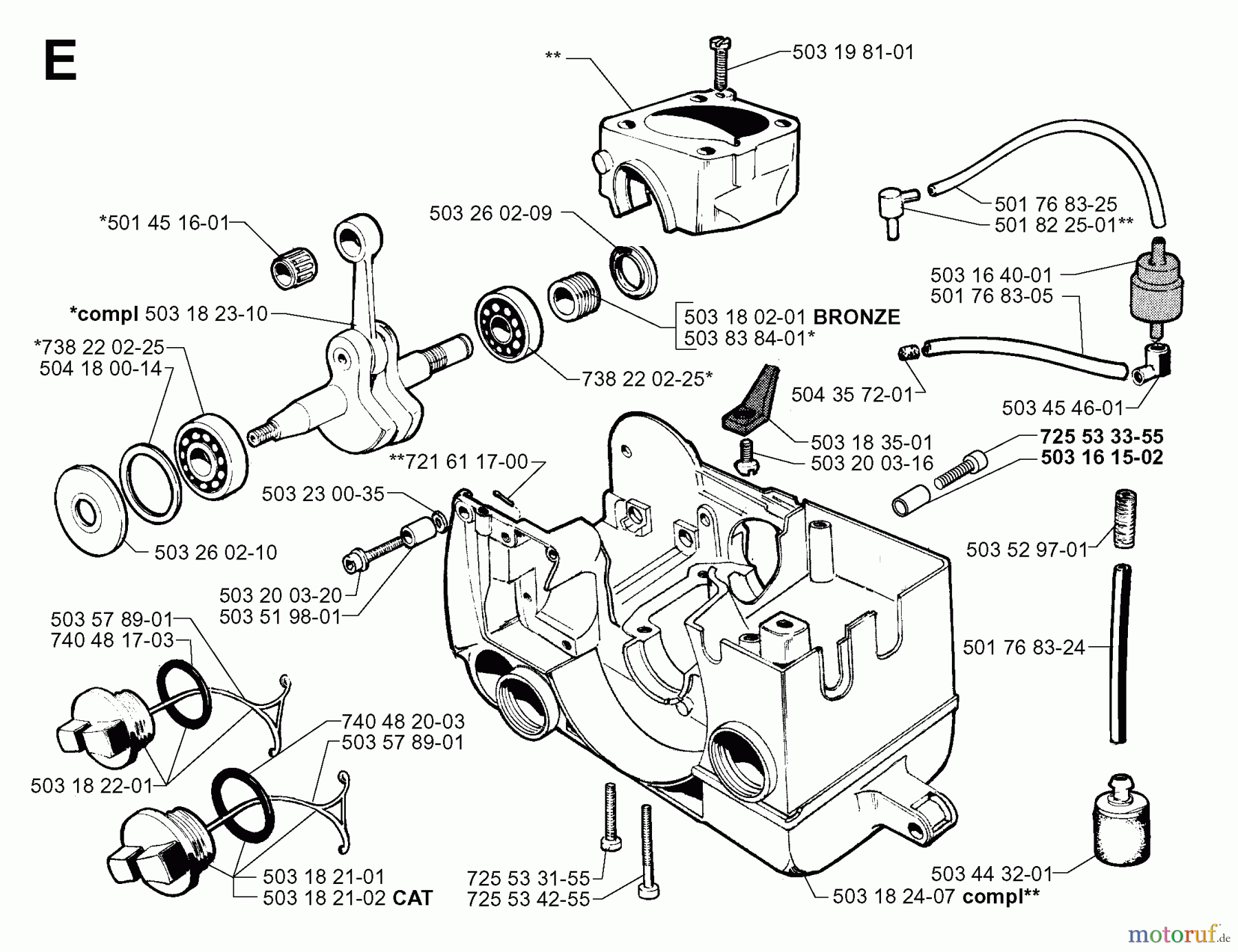 Jonsered Motorsägen 2054 - Jonsered Chainsaw (1998-10) CRANKCASE