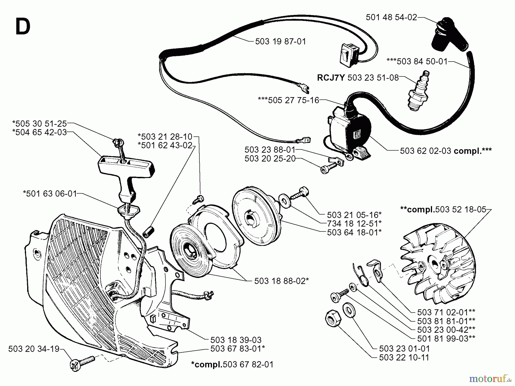 Jonsered Motorsägen 2054 - Jonsered Chainsaw (1998-10) STARTER