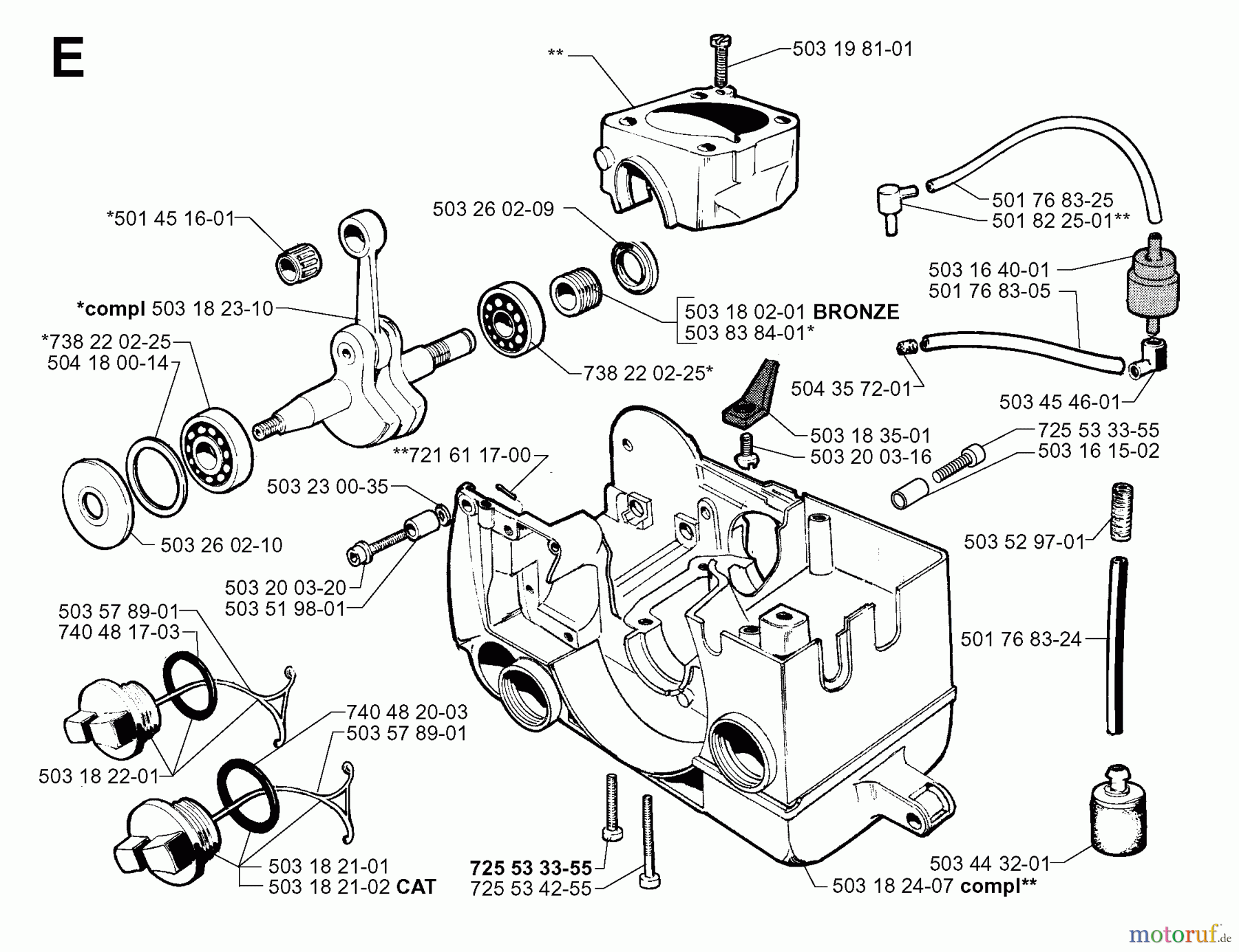 Jonsered Motorsägen 2054 EPA - Jonsered Chainsaw (2000-05) CRANKCASE