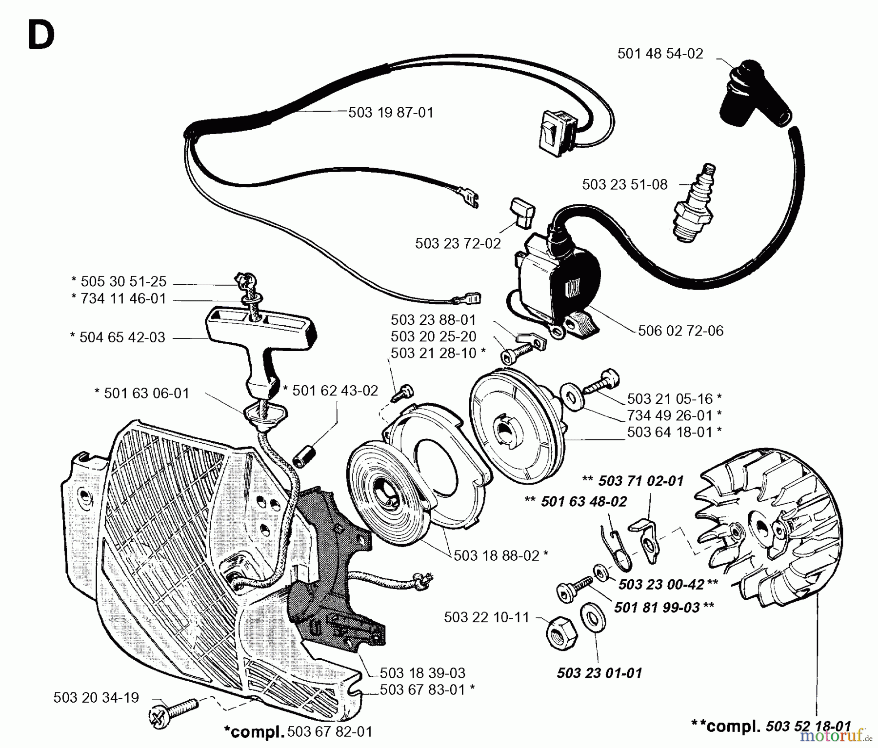  Jonsered Motorsägen 2055 - Jonsered Chainsaw (1994-05) STARTER