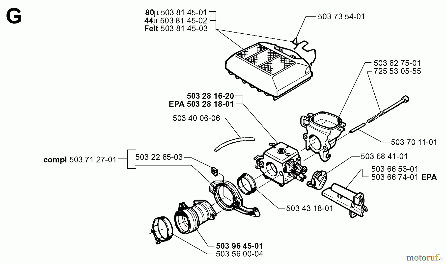  Jonsered Motorsägen 2063 EPA - Jonsered Chainsaw (1999-03) CARBURETOR AIR FILTER