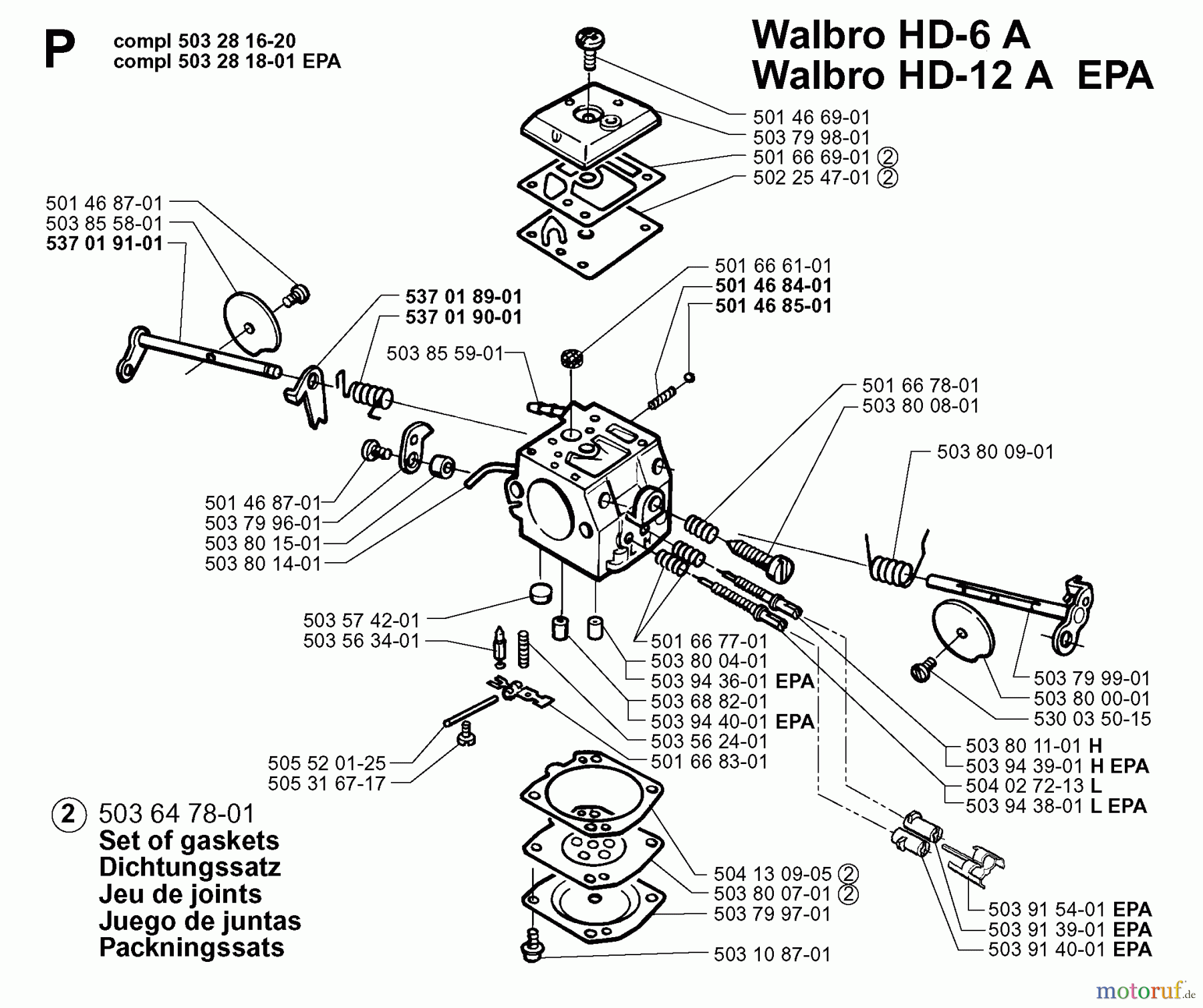 Jonsered Motorsägen 2063 EPA - Jonsered Chainsaw (1999-03) CARBURETOR DETAILS