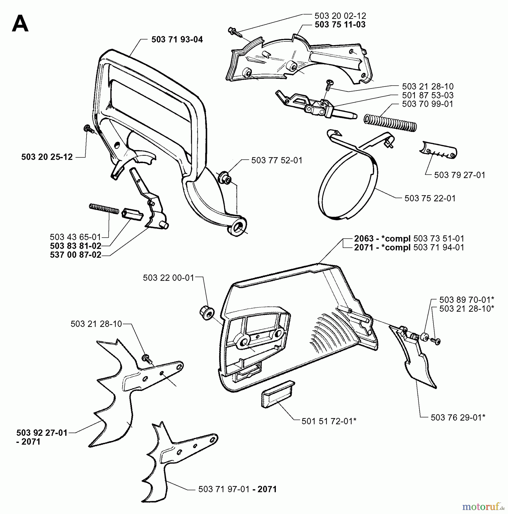 Jonsered Motorsägen 2071 EPA - Jonsered Chainsaw (1999-03) CHAIN BRAKE CLUTCH COVER