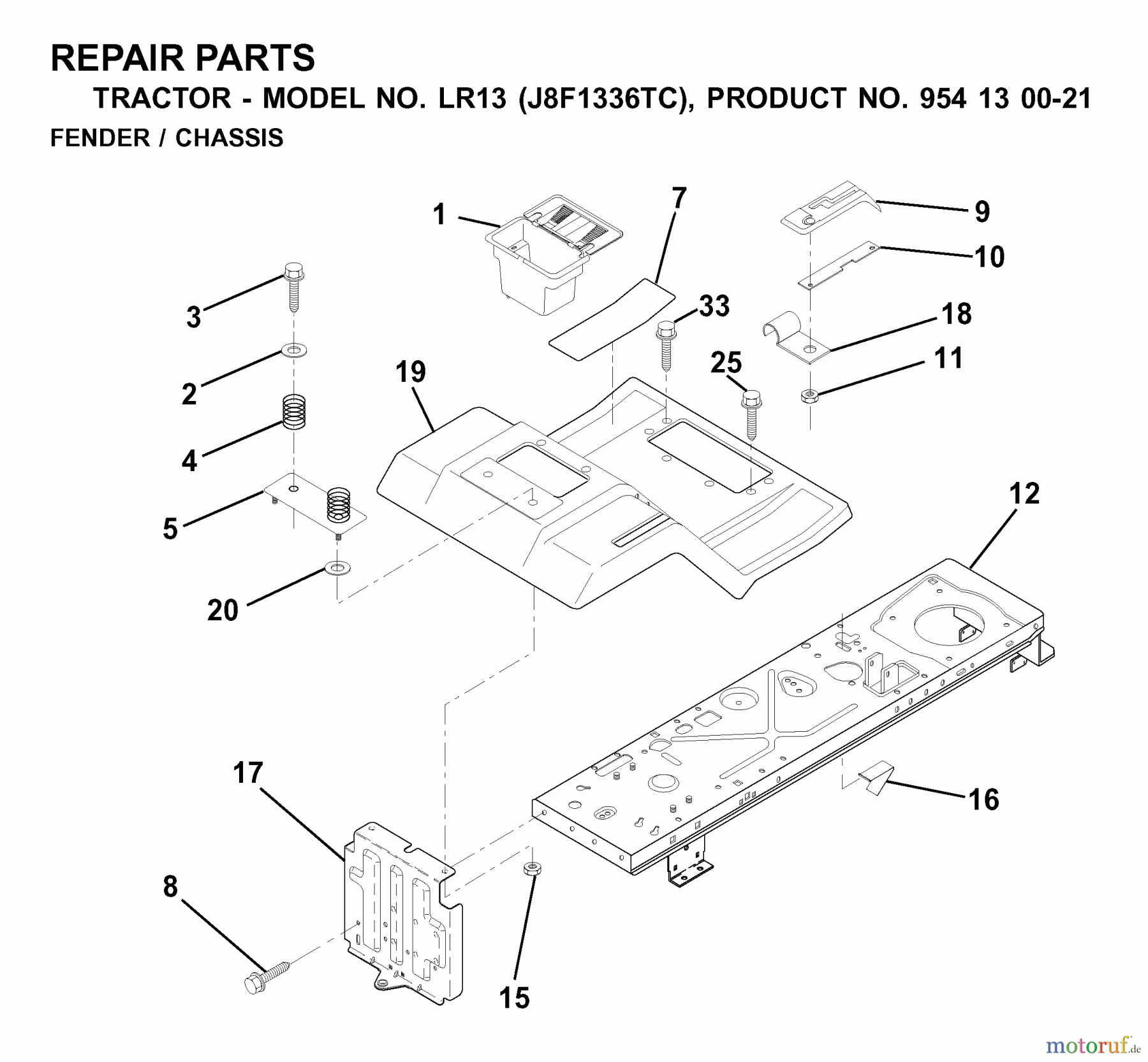 Jonsered Rasen und Garten Traktoren LR13 (J8F1336TC, 954130021) - Jonsered Lawn & Garden Tractor (2000-02) CHASSIS ENCLOSURES
