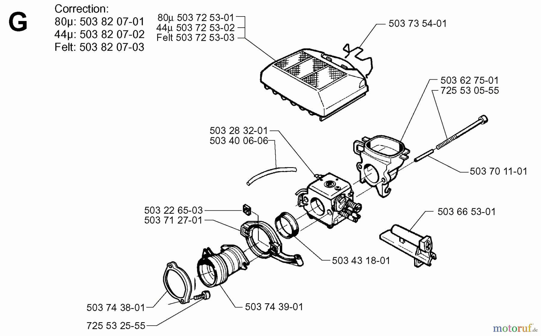 Jonsered Motorsägen 2065 - Jonsered Chainsaw (1997-02) CARBURETOR AIR FILTER
