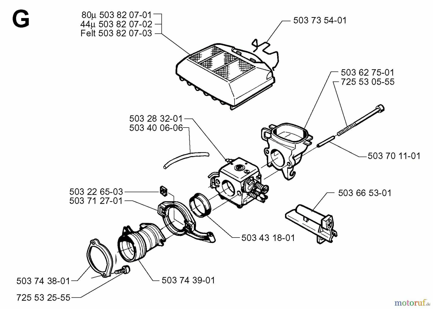  Jonsered Motorsägen 2065 - Jonsered Chainsaw (1997-11) CARBURETOR AIR FILTER
